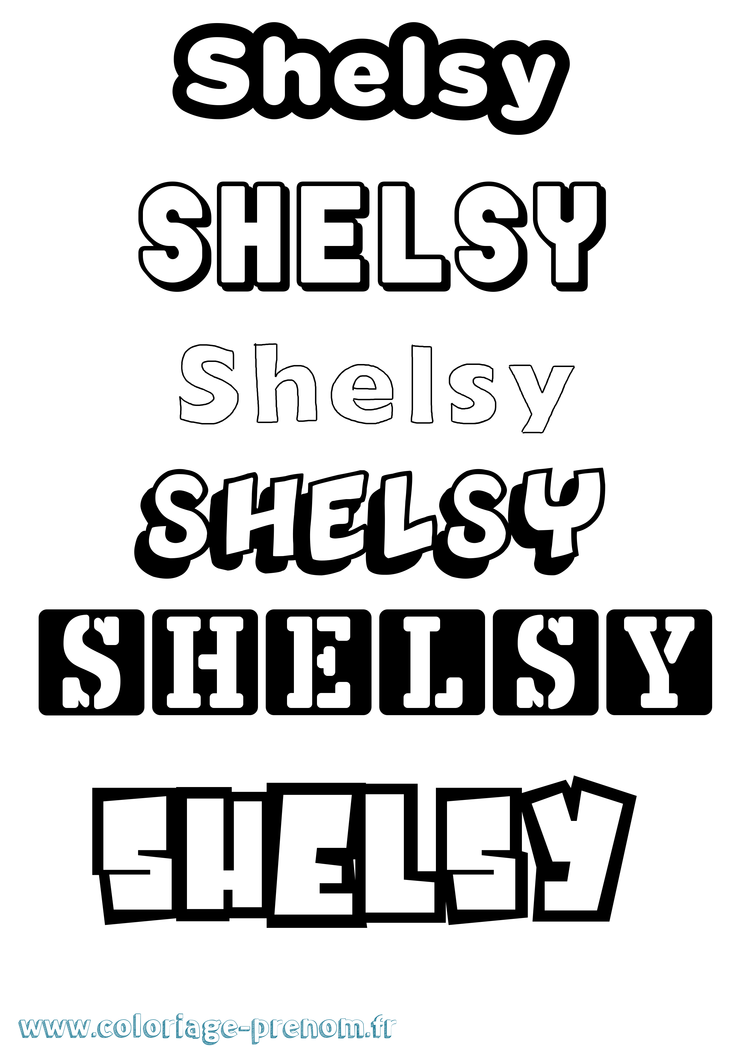 Coloriage prénom Shelsy Simple