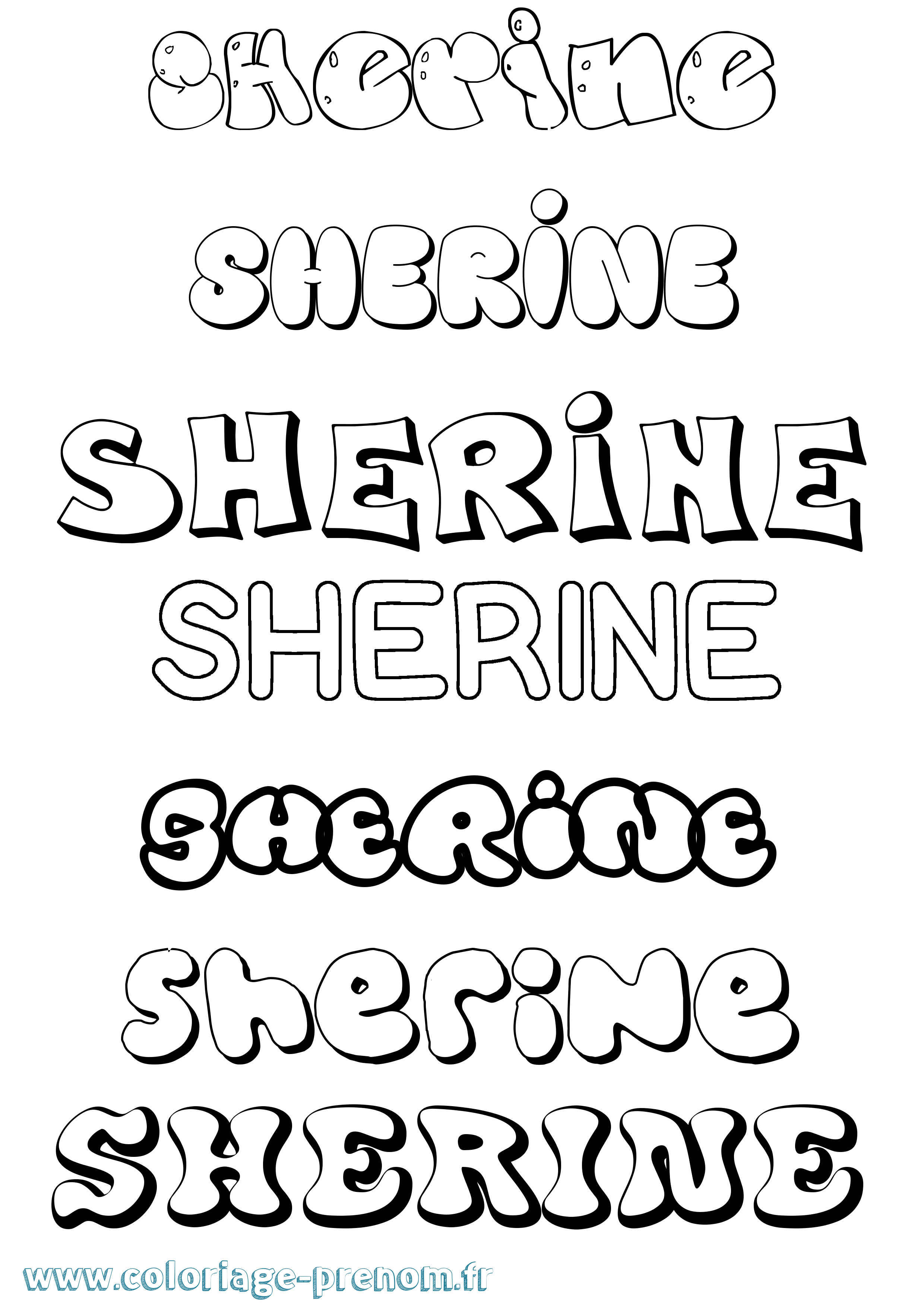Coloriage prénom Sherine Bubble