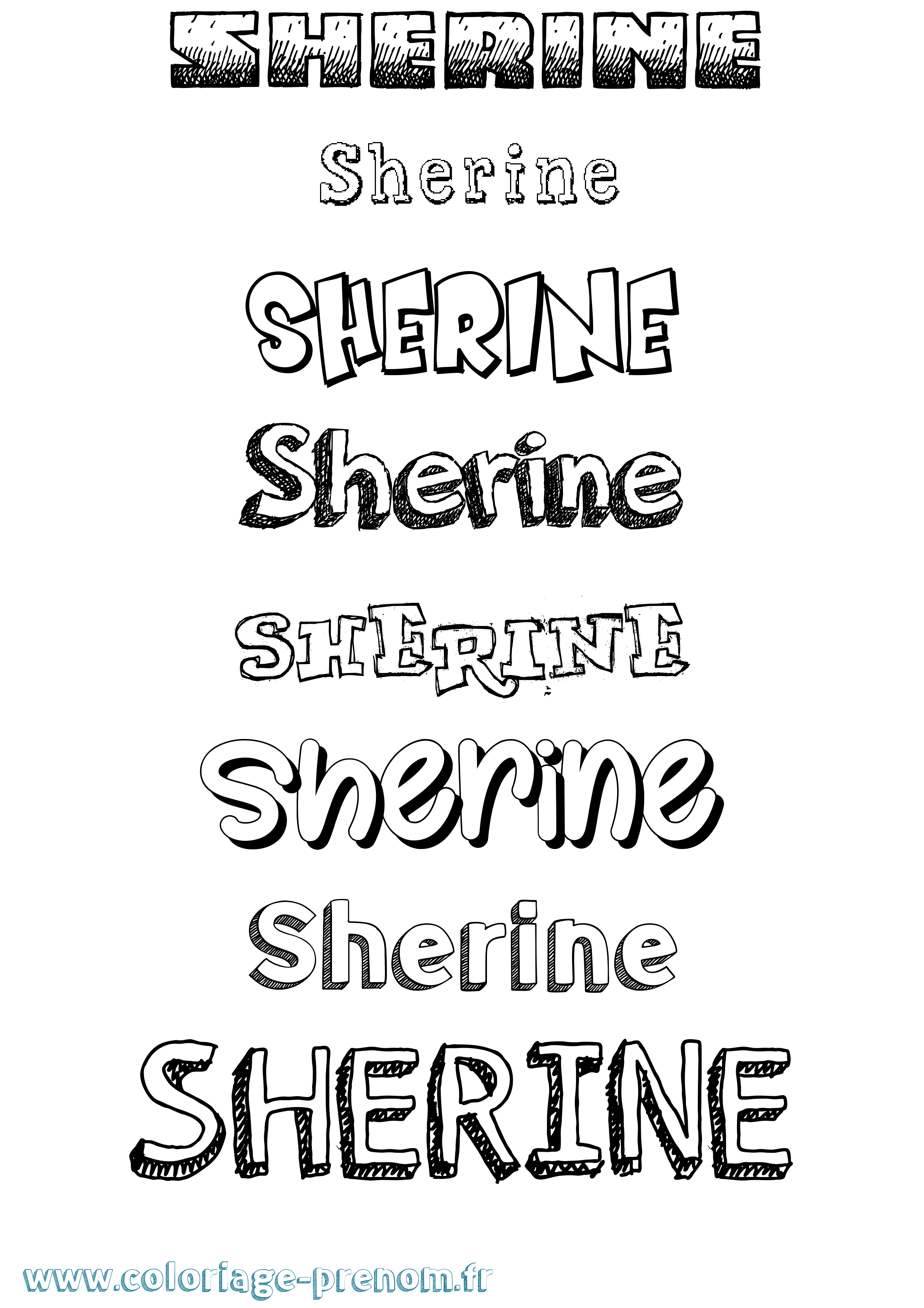 Coloriage prénom Sherine Dessiné