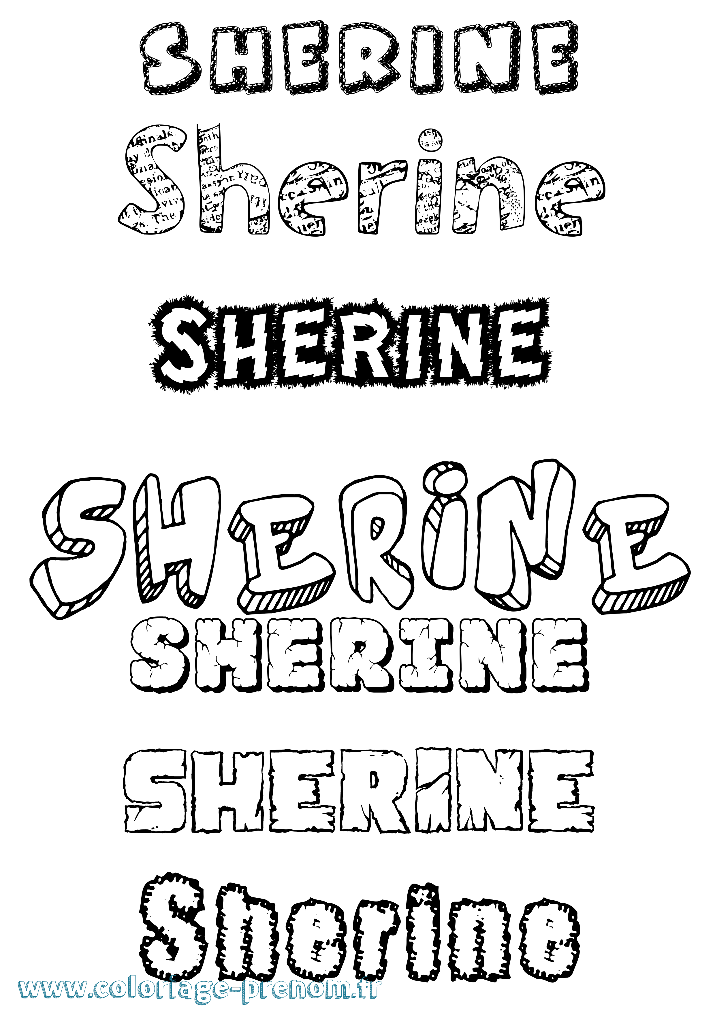 Coloriage prénom Sherine Destructuré