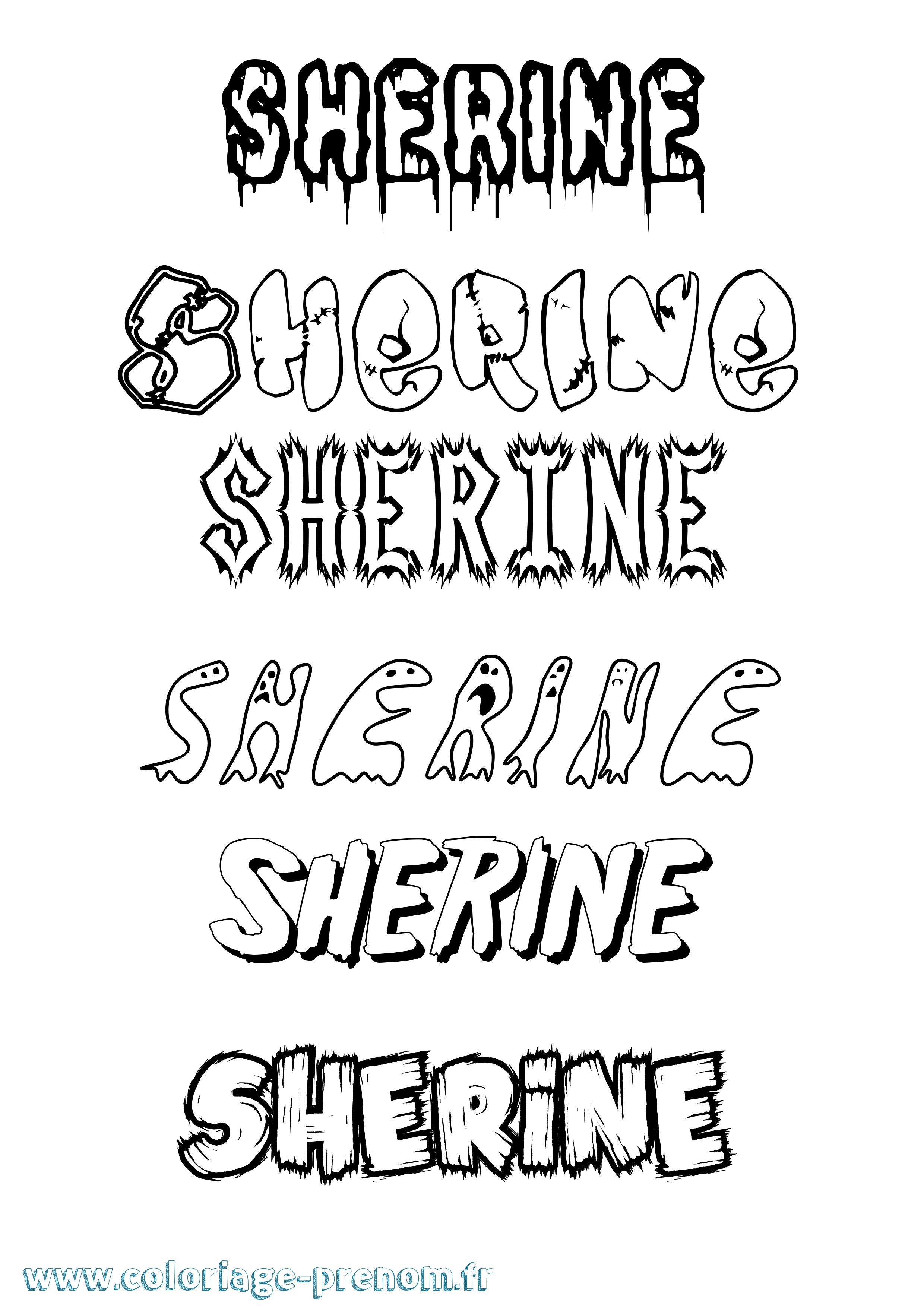 Coloriage prénom Sherine Frisson