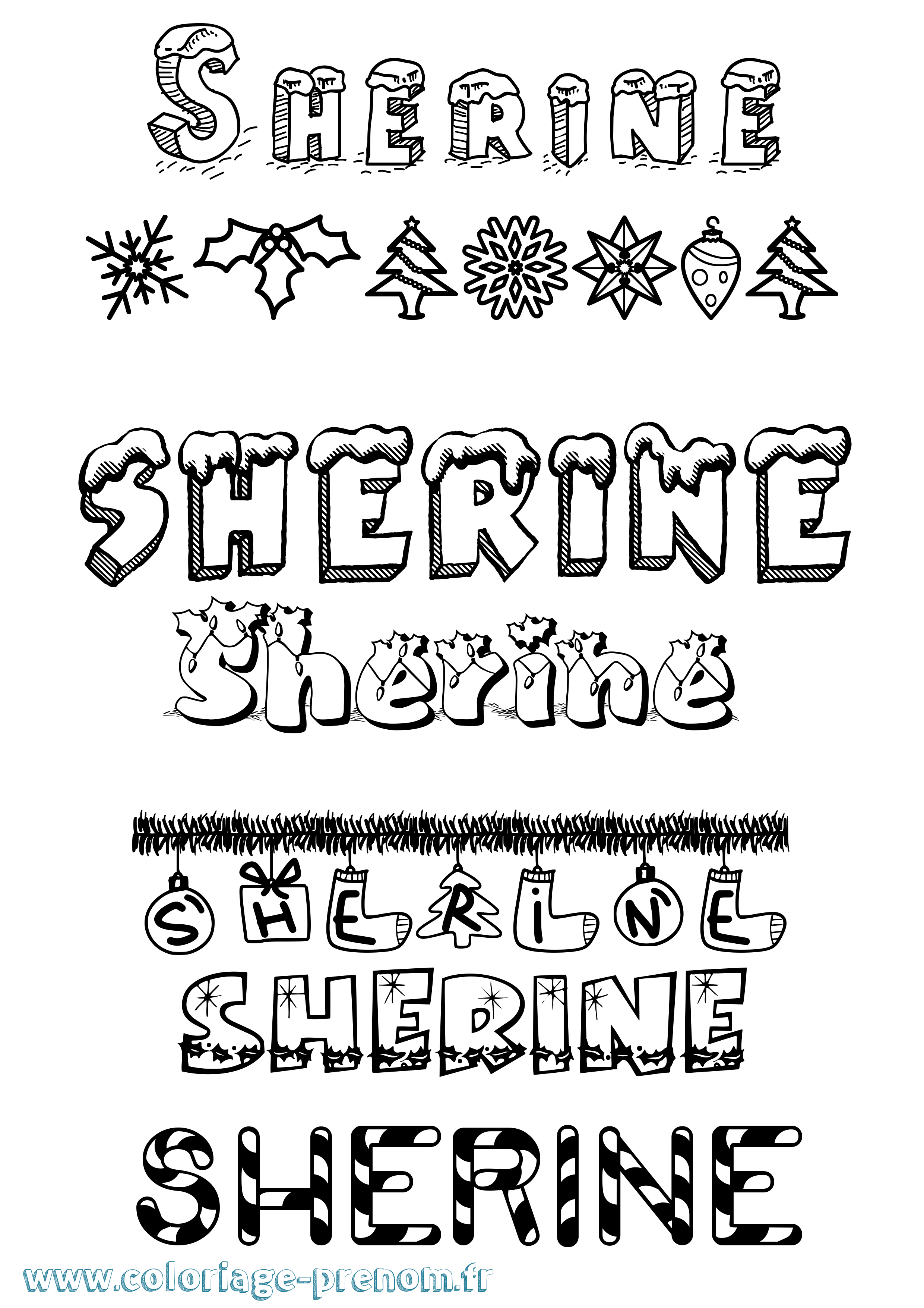 Coloriage prénom Sherine Noël
