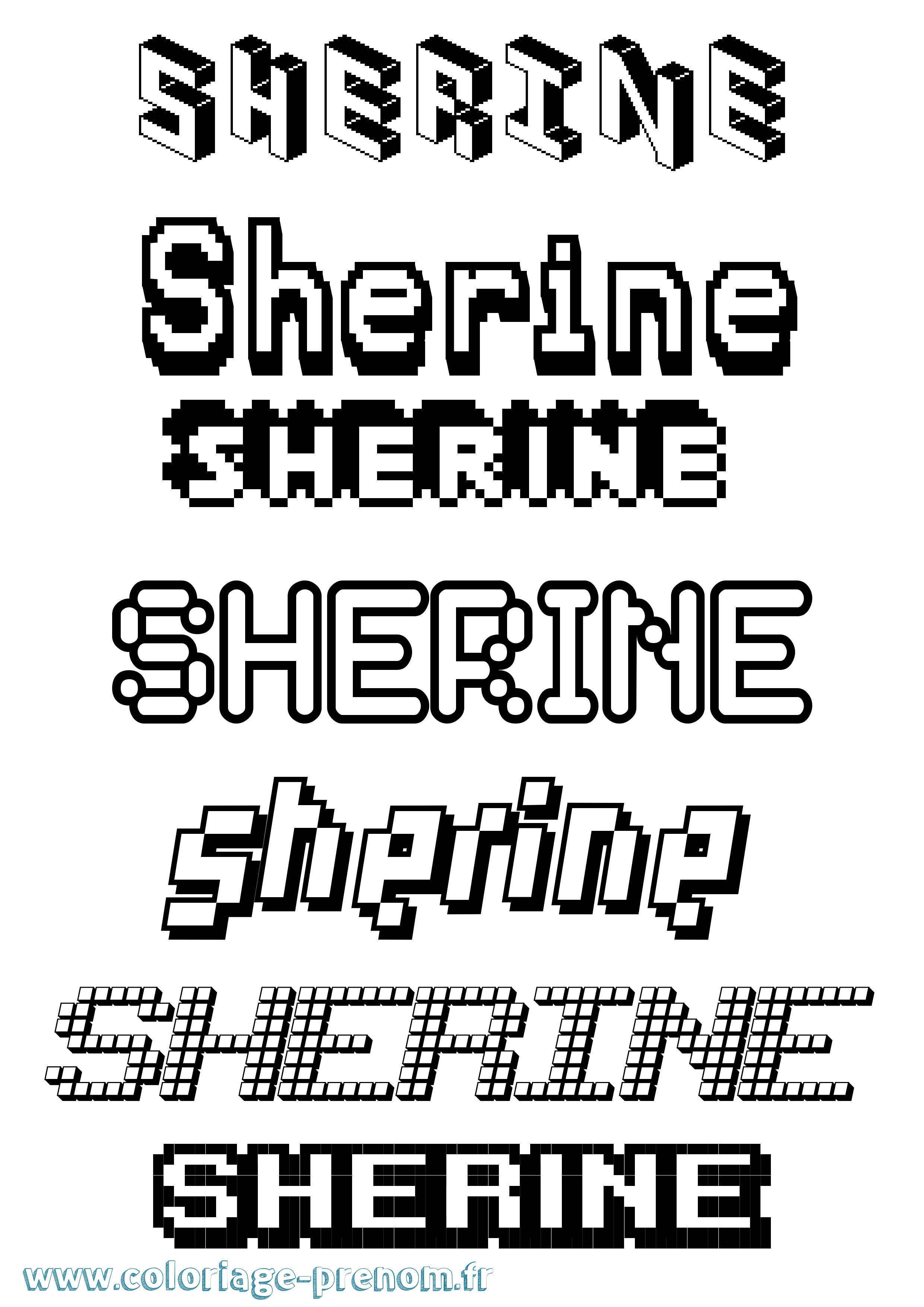 Coloriage prénom Sherine Pixel