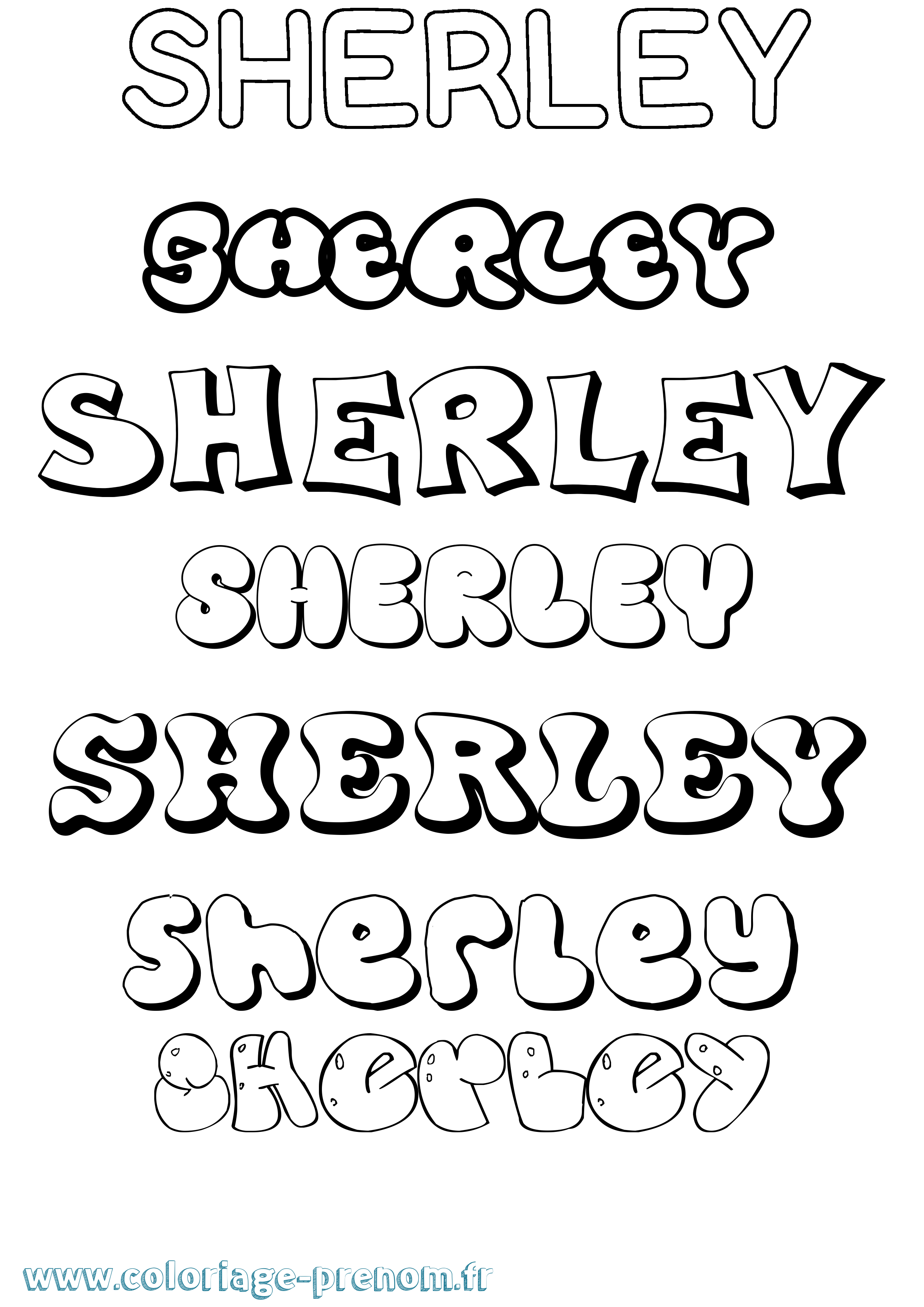 Coloriage prénom Sherley Bubble