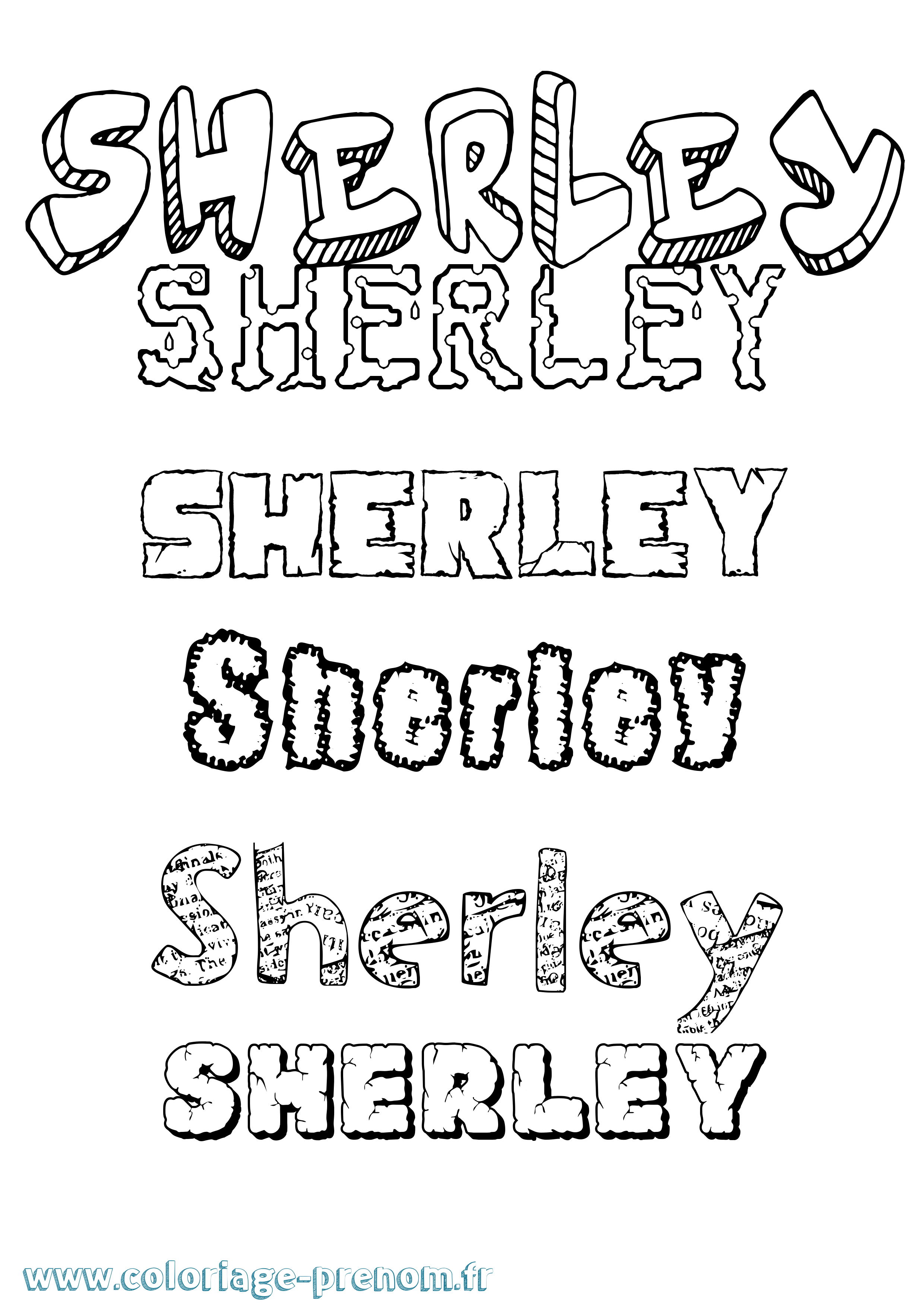 Coloriage prénom Sherley Destructuré