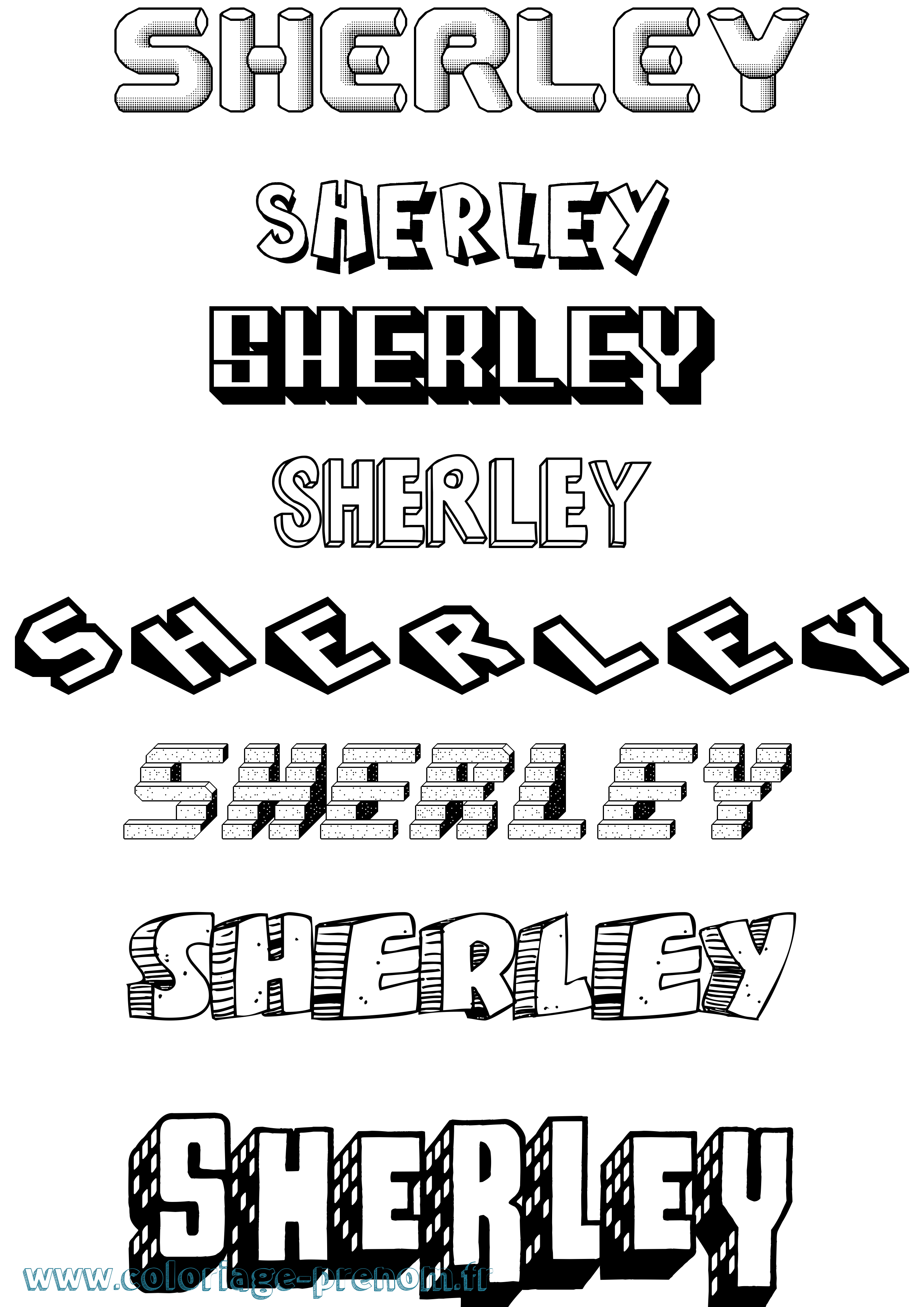 Coloriage prénom Sherley Effet 3D