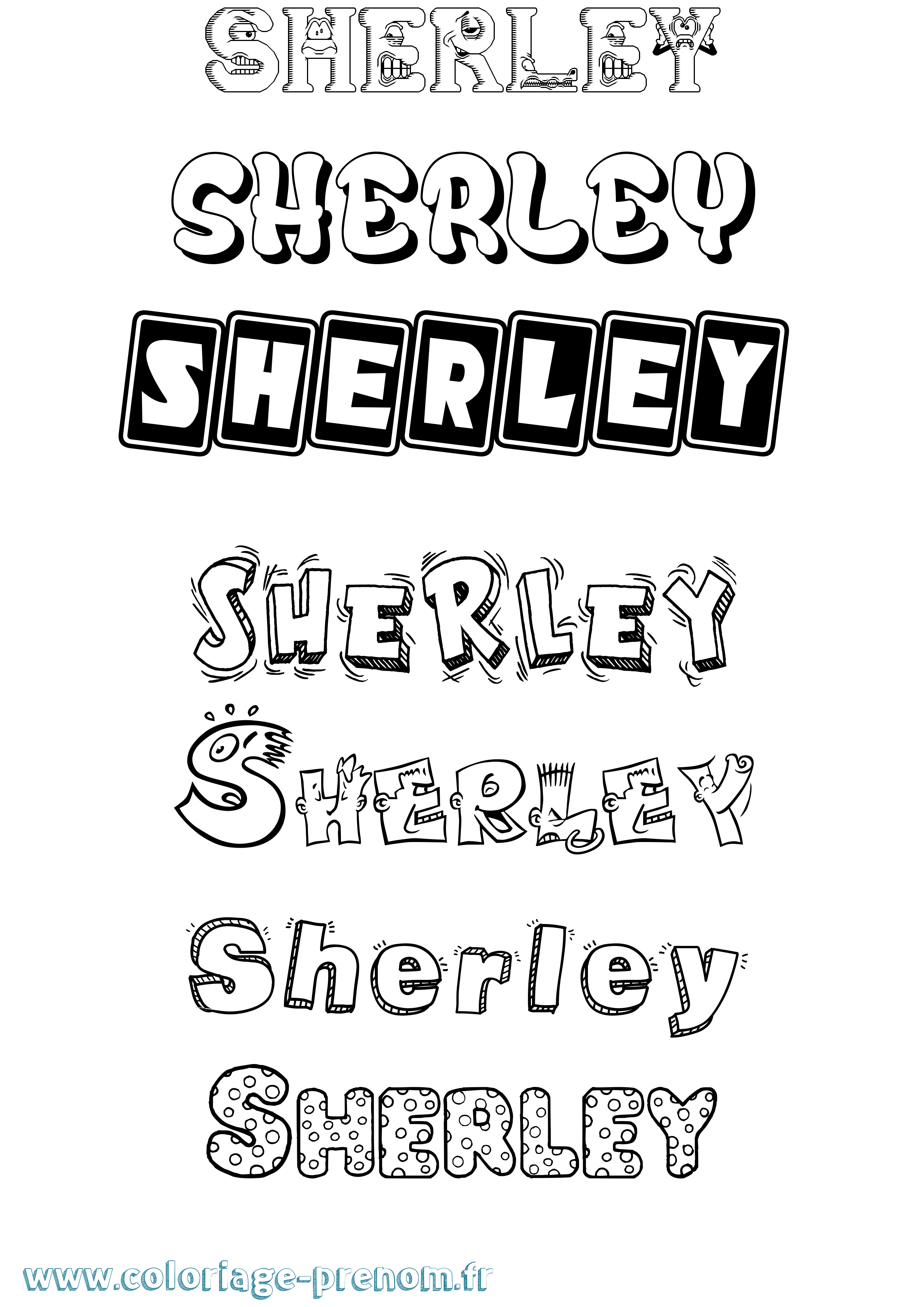 Coloriage prénom Sherley Fun