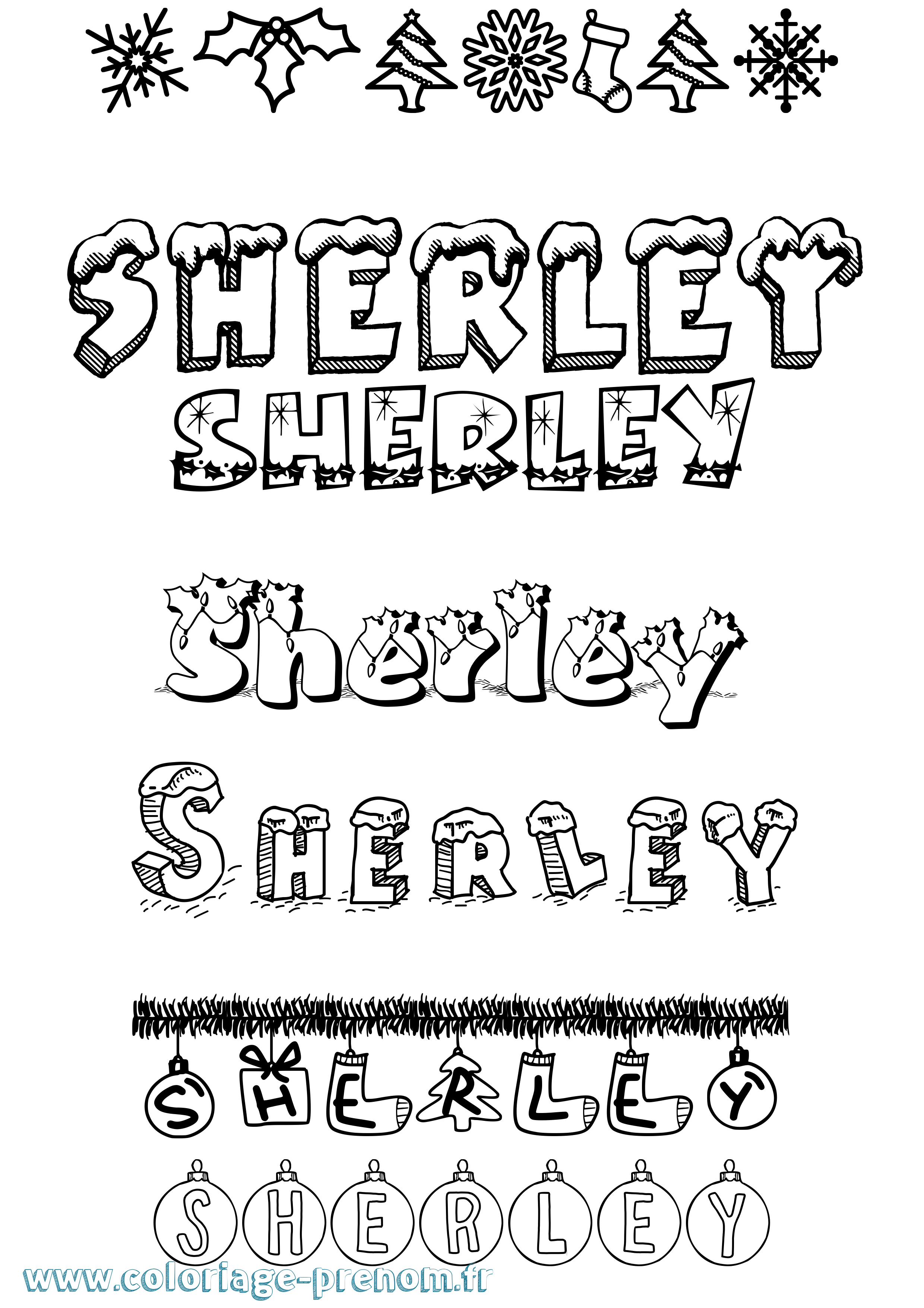 Coloriage prénom Sherley Noël