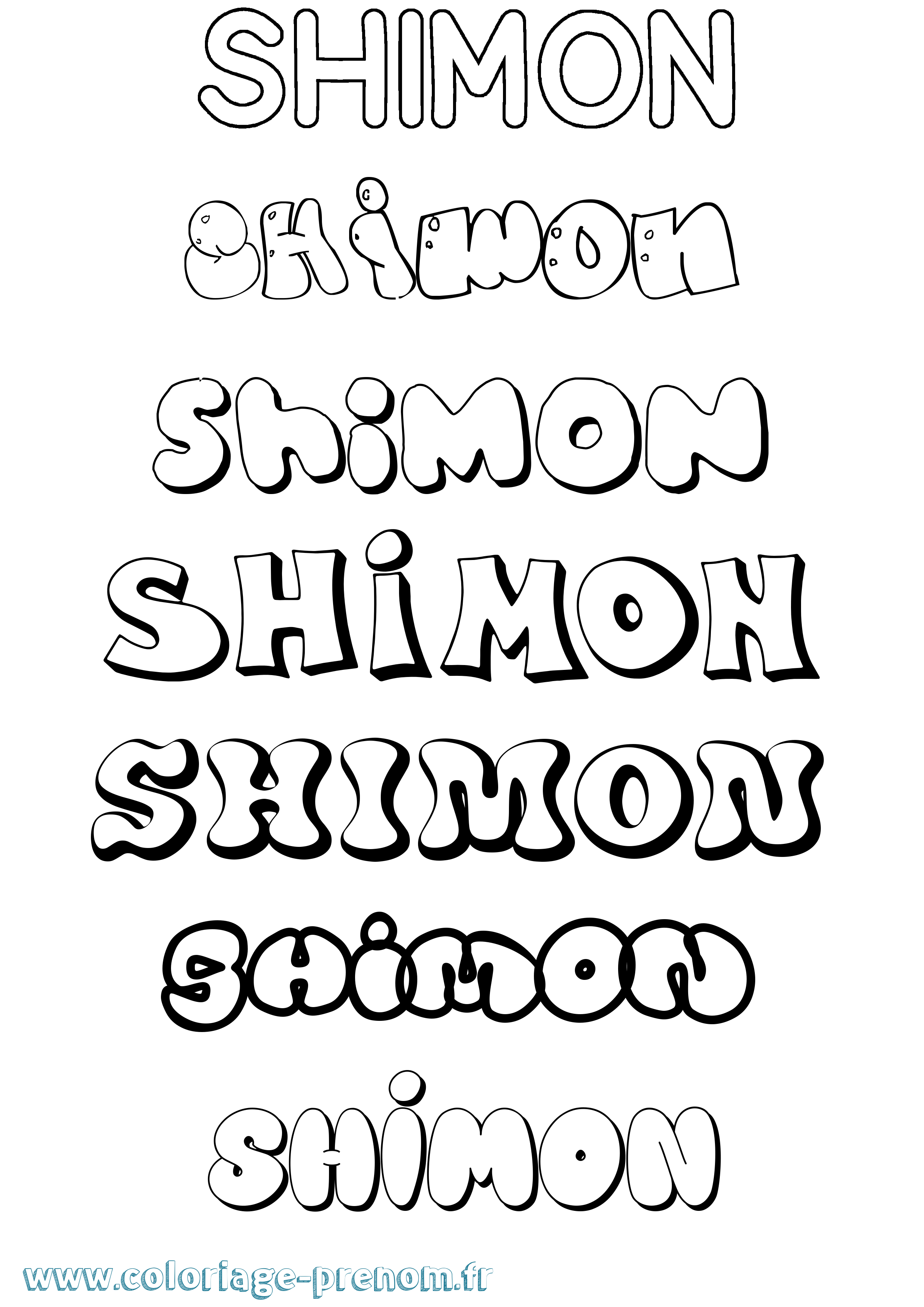 Coloriage Shimon Bubble Coloriage prénom Shimon Bubble