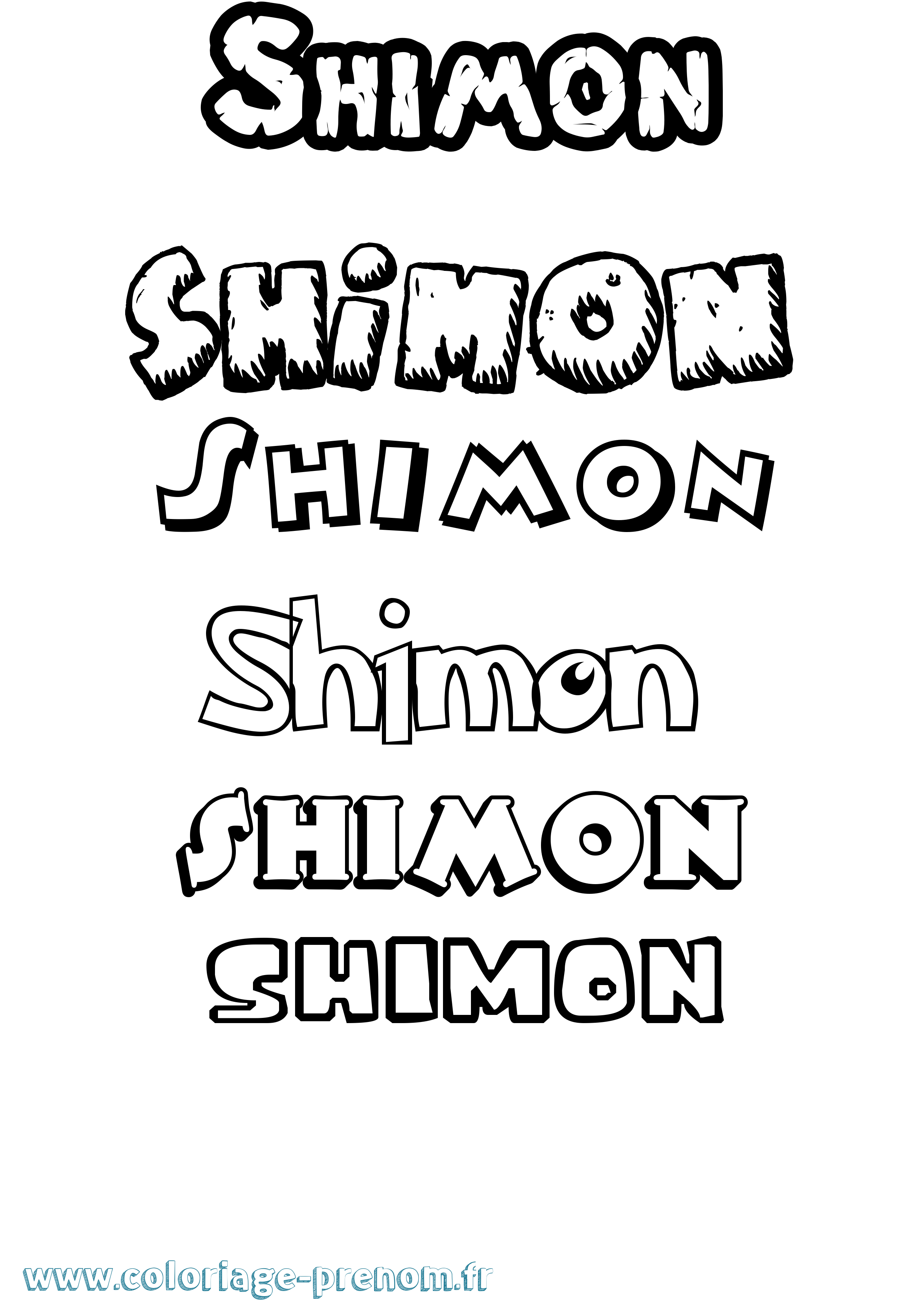 Coloriage Shimon Dessin Animé Coloriage prénom Shimon Dessin Animé