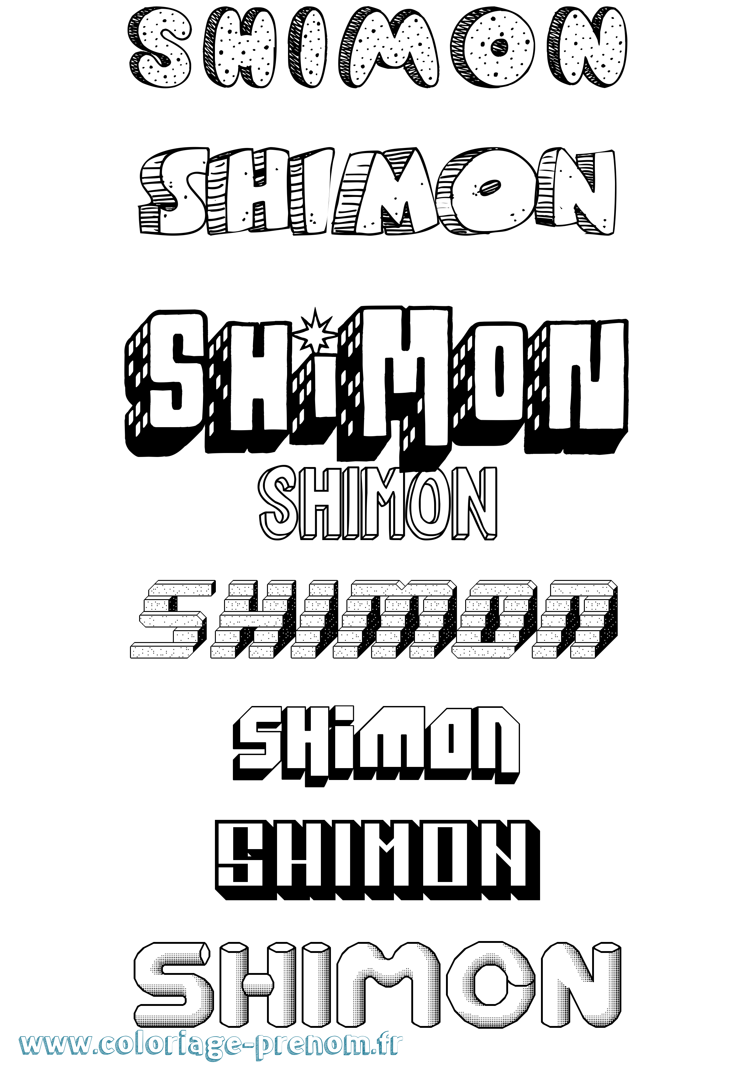 Coloriage Shimon Effet 3D Coloriage prénom Shimon Effet 3D