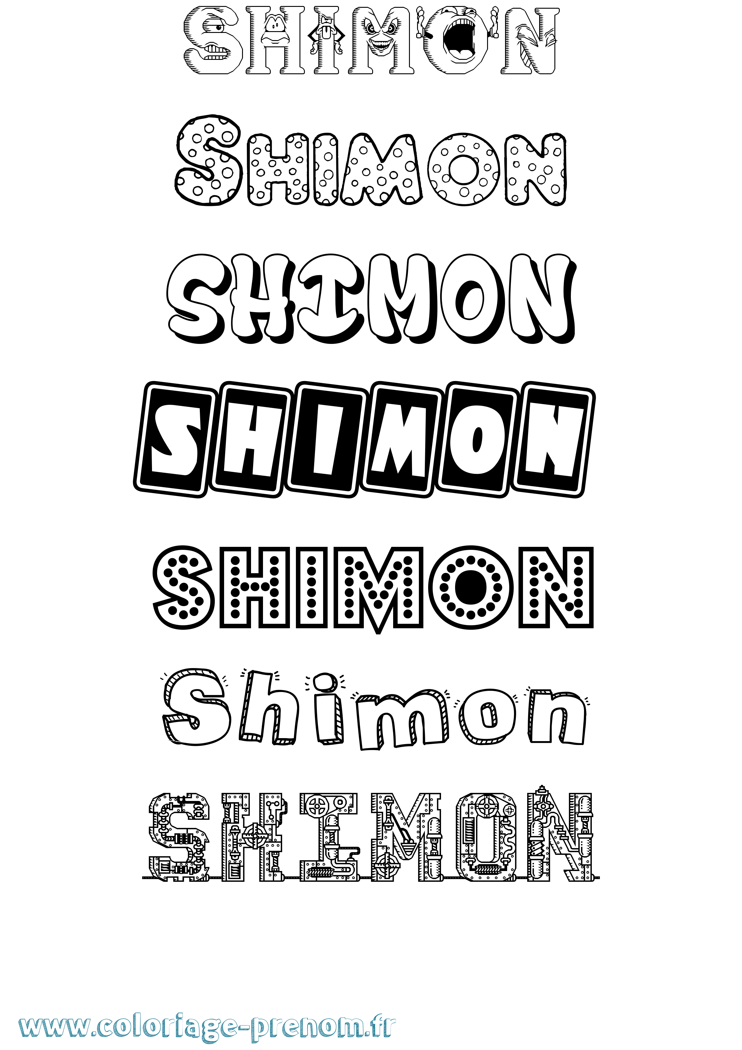 Coloriage Shimon Fun Coloriage prénom Shimon Fun