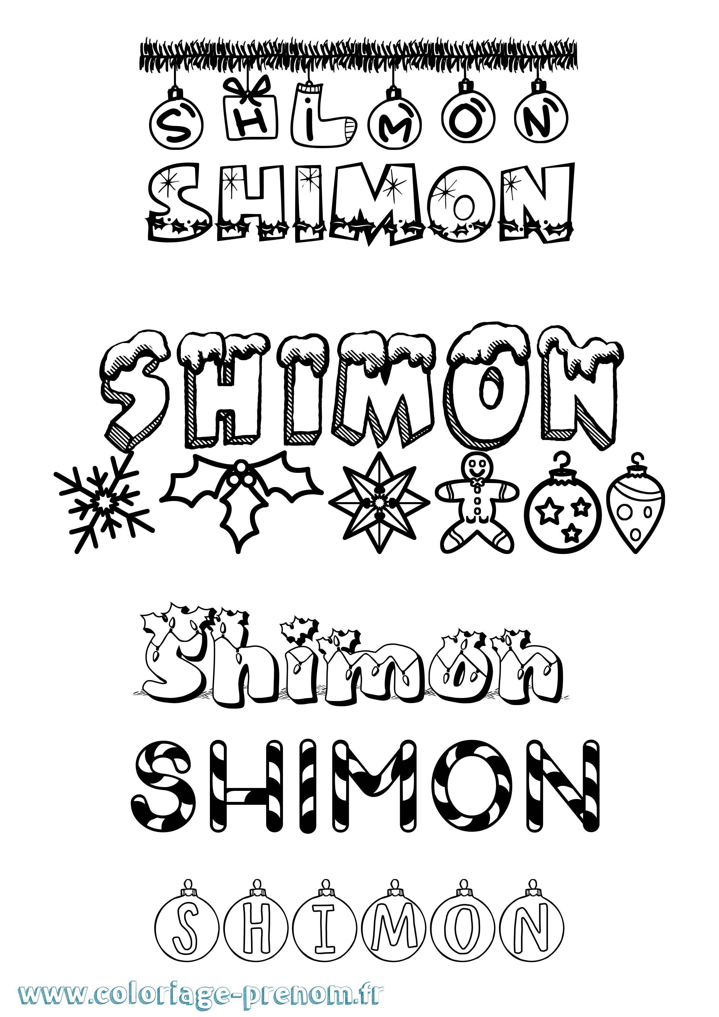 Coloriage Shimon Noël Coloriage prénom Shimon Noël
