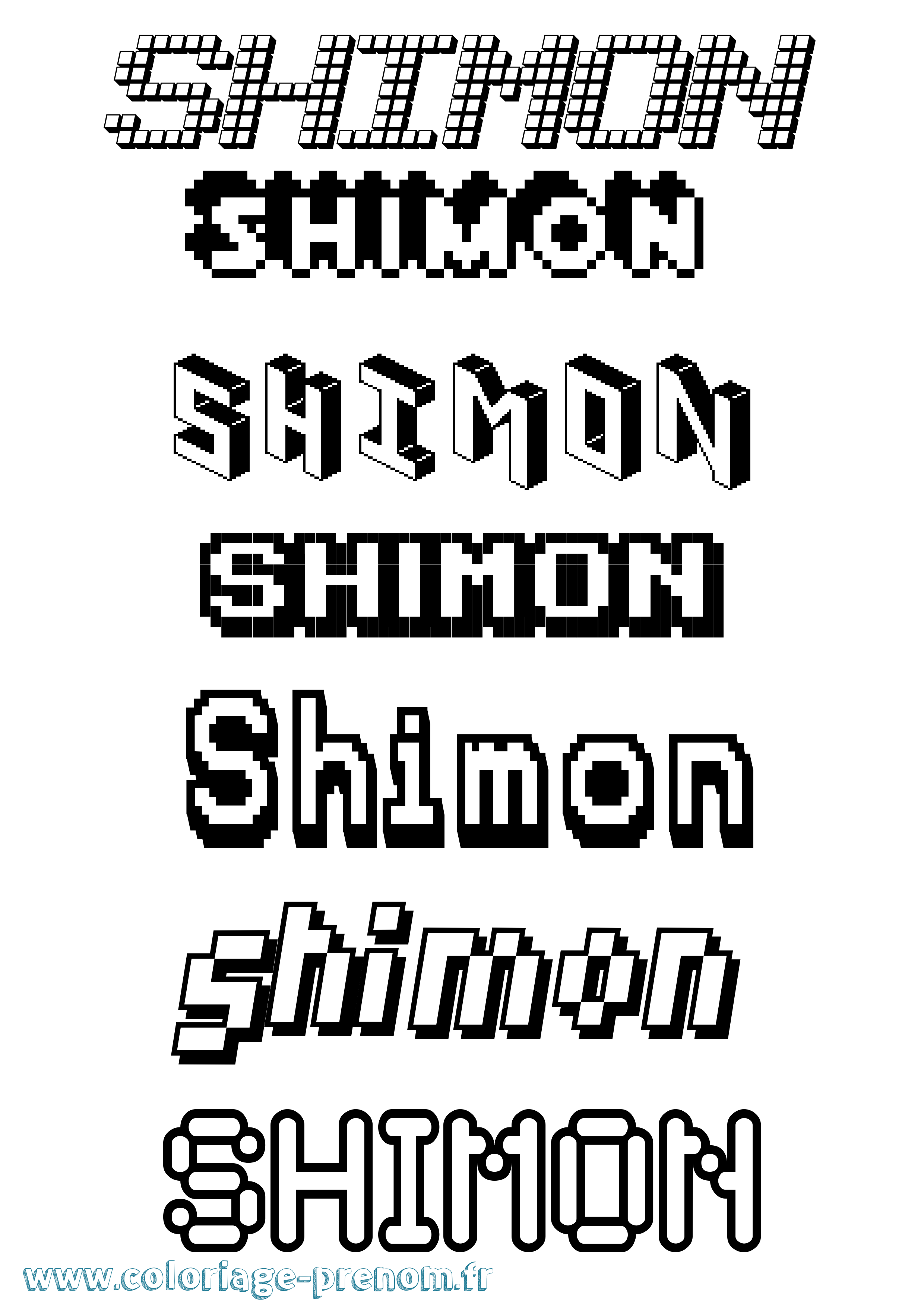 Coloriage Shimon Pixel Coloriage prénom Shimon Pixel