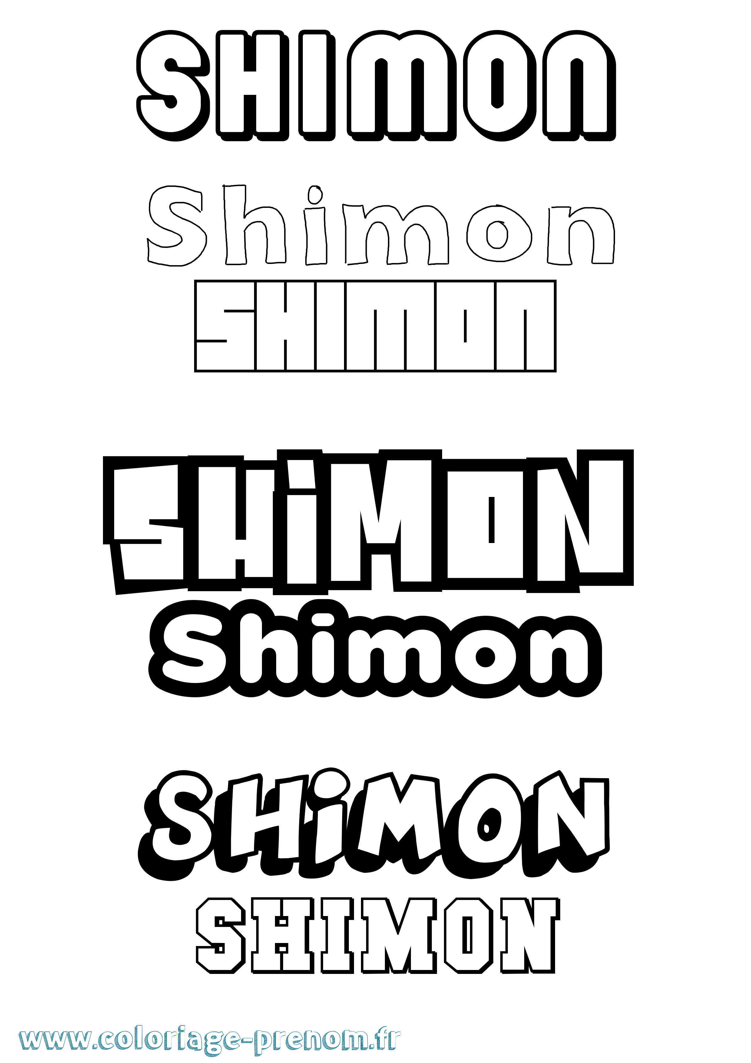 Coloriage Shimon Simple Coloriage prénom Shimon Simple