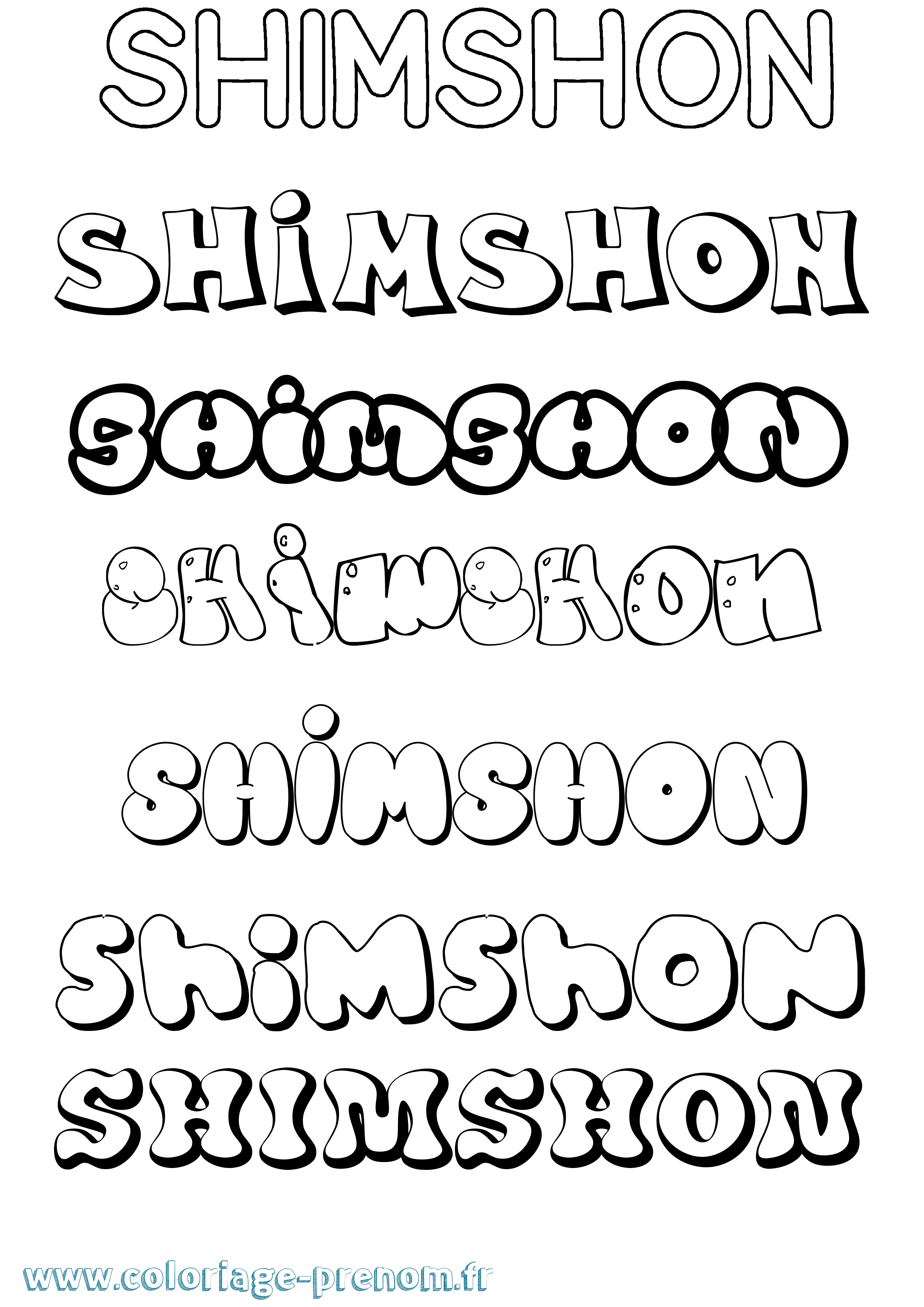 Coloriage prénom Shimshon Bubble