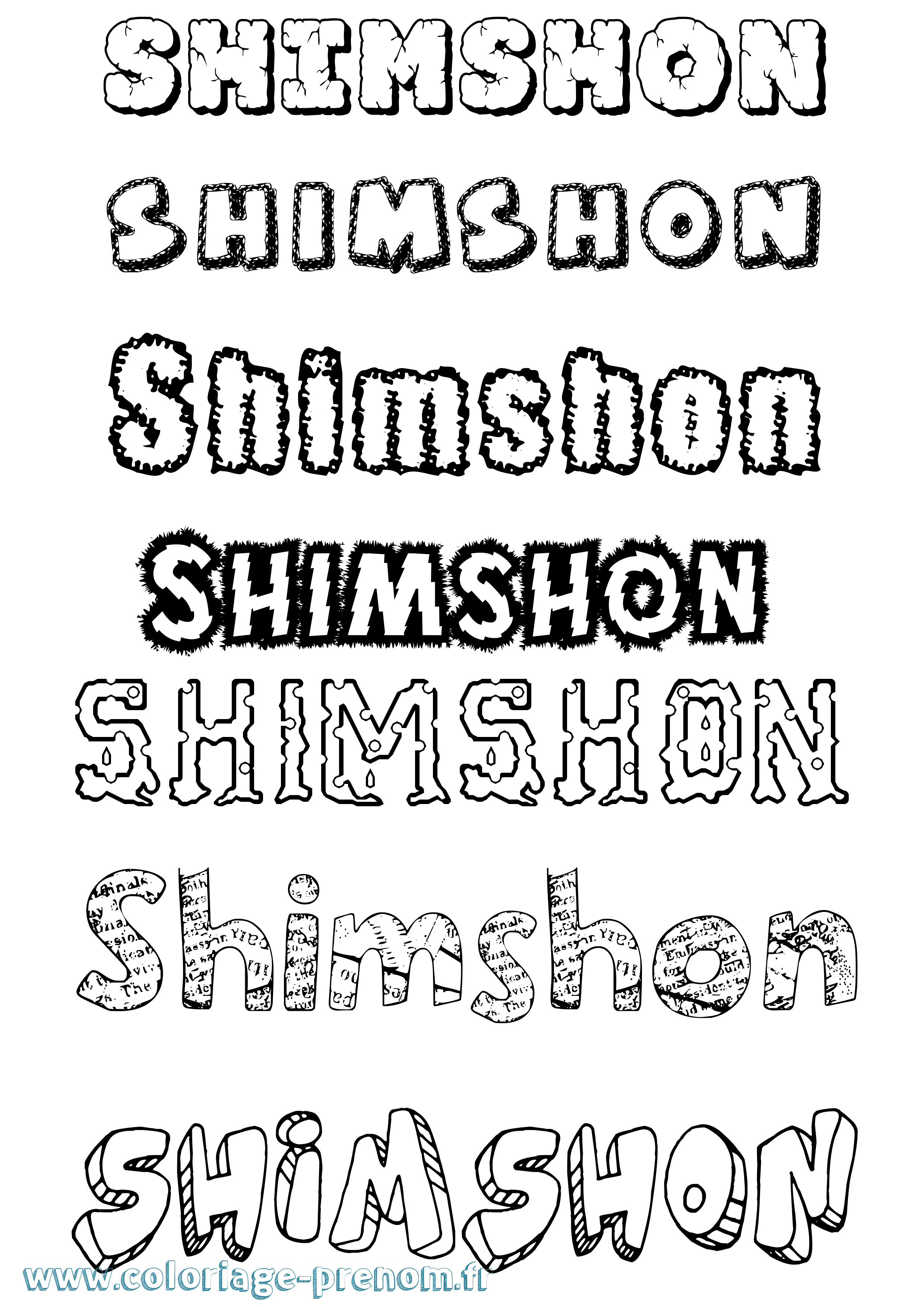 Coloriage prénom Shimshon Destructuré