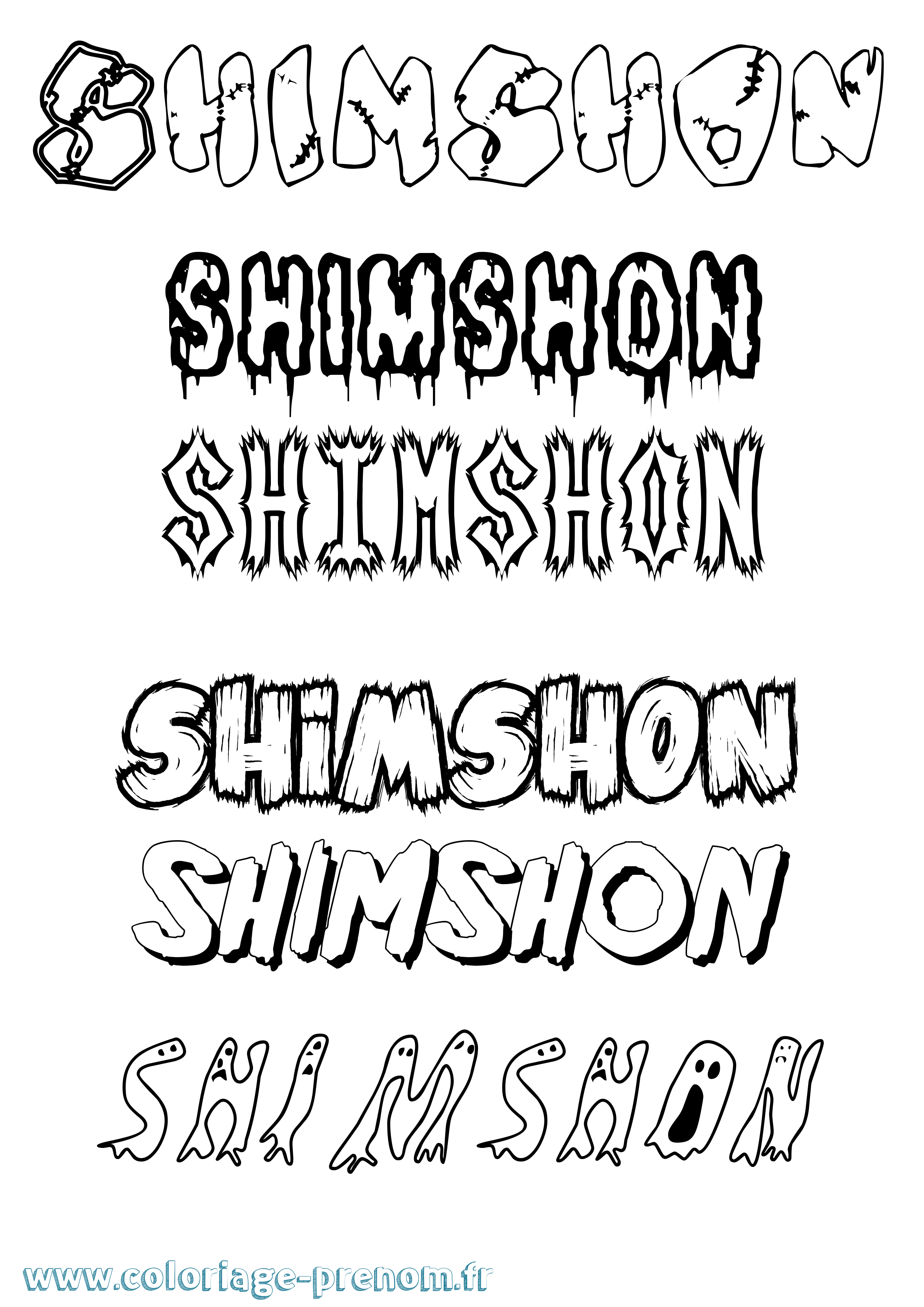 Coloriage prénom Shimshon Frisson