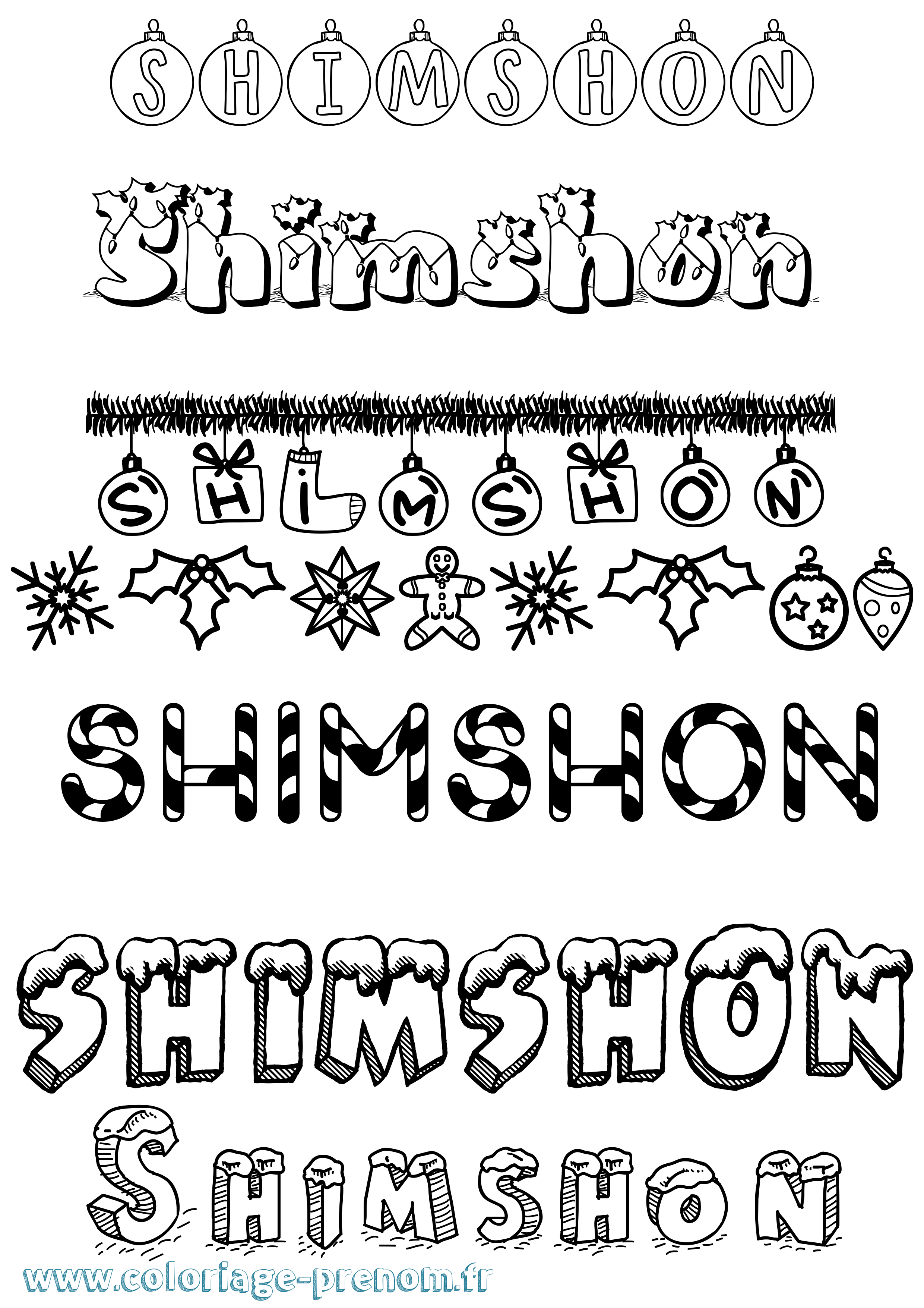 Coloriage prénom Shimshon Noël