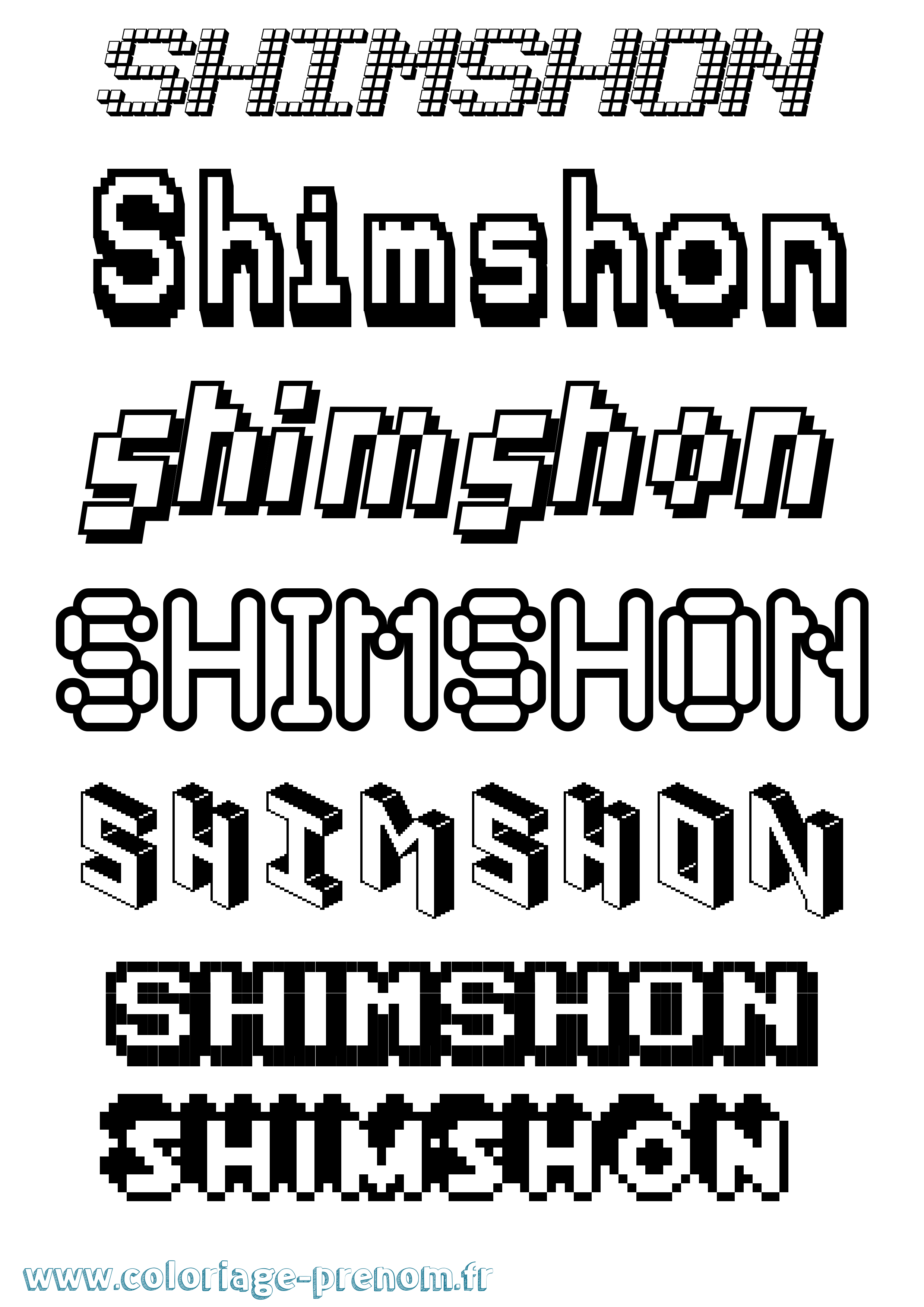 Coloriage prénom Shimshon Pixel