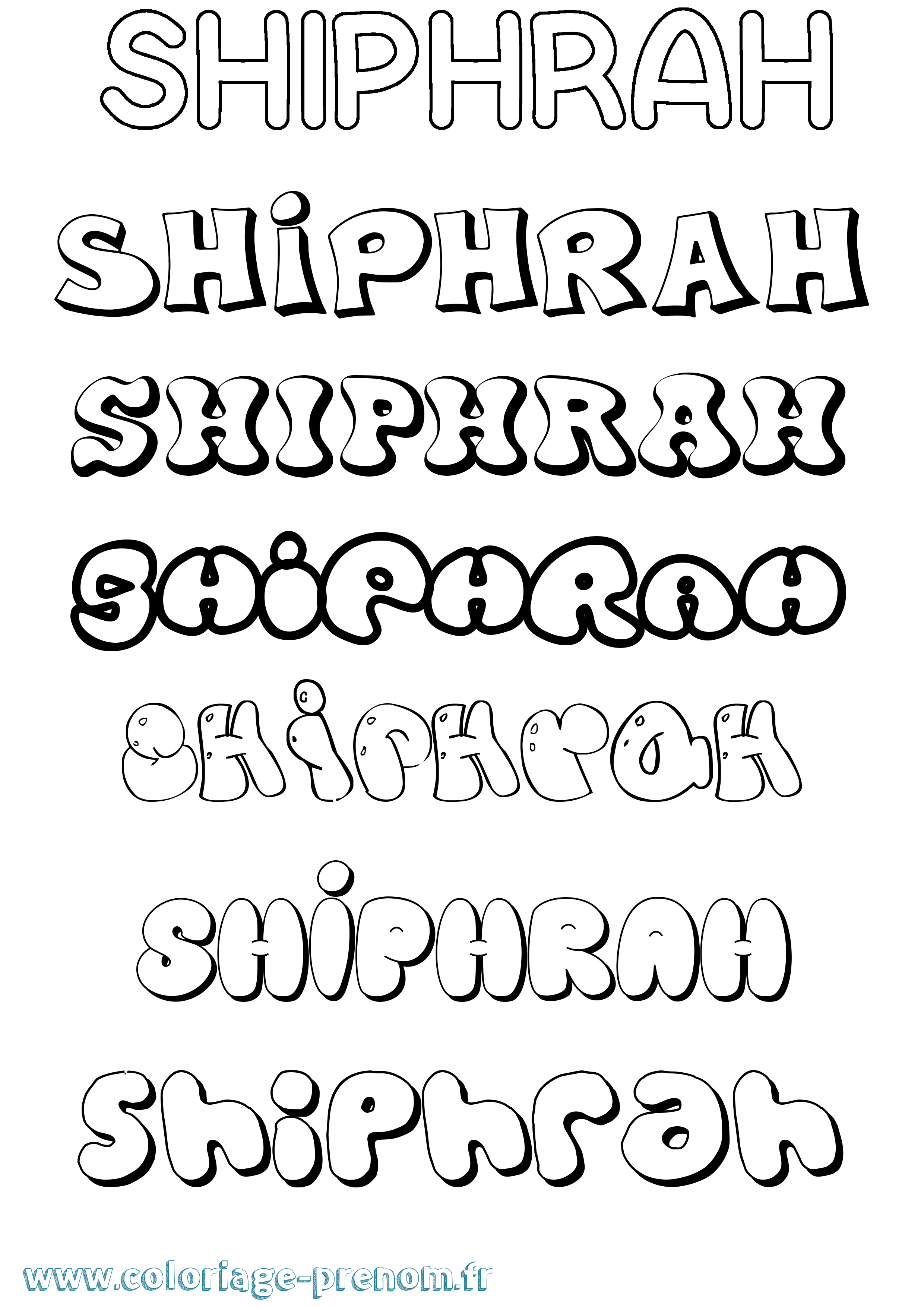 Coloriage prénom Shiphrah Bubble
