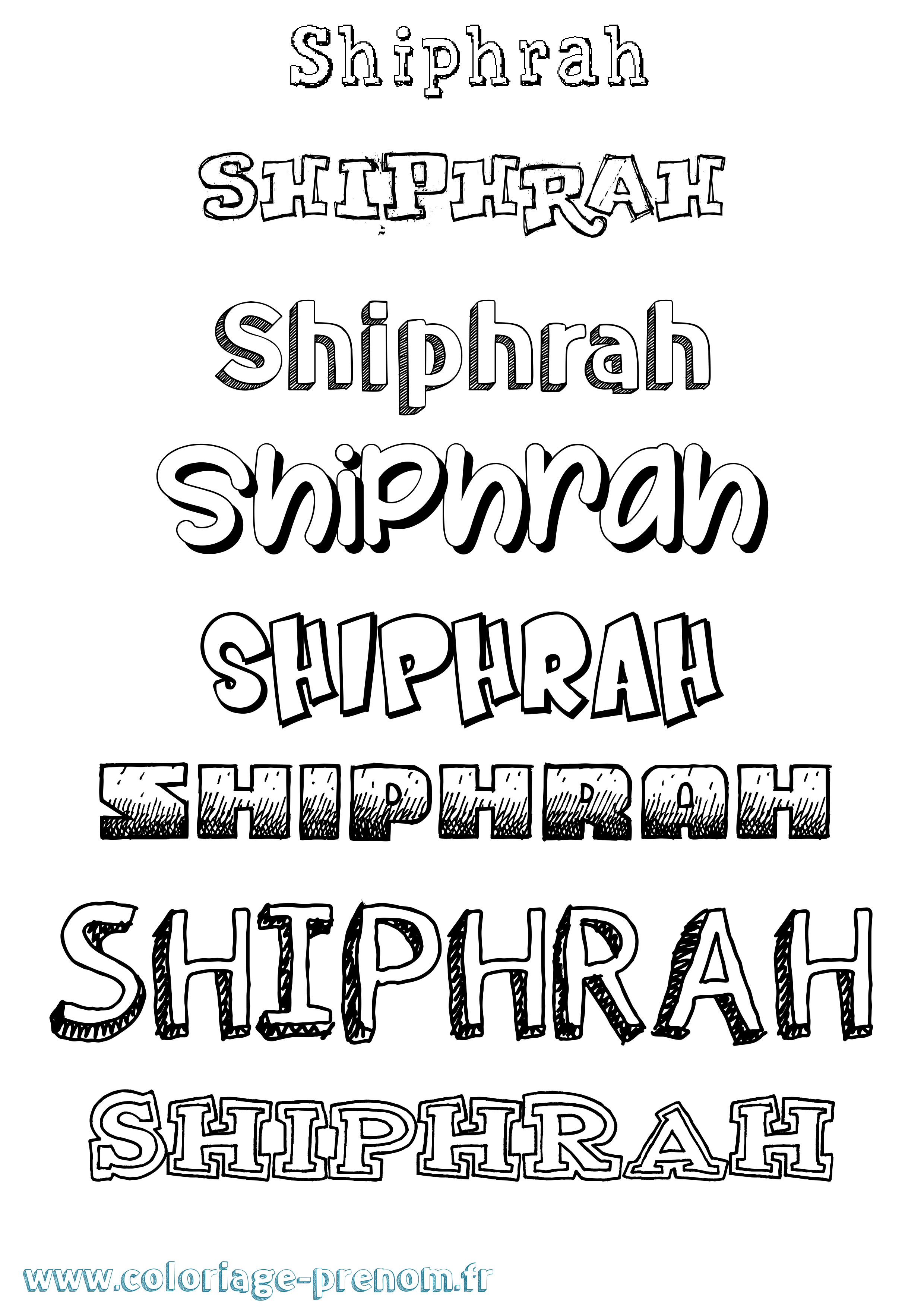Coloriage prénom Shiphrah Dessiné