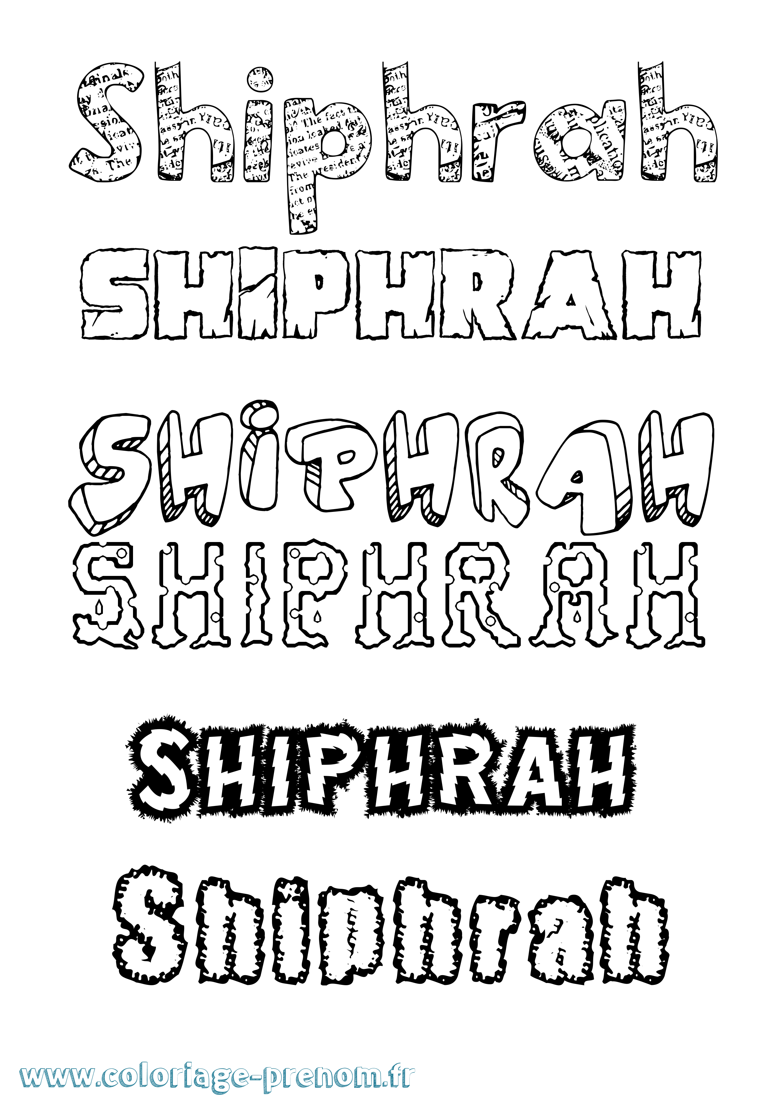 Coloriage prénom Shiphrah Destructuré