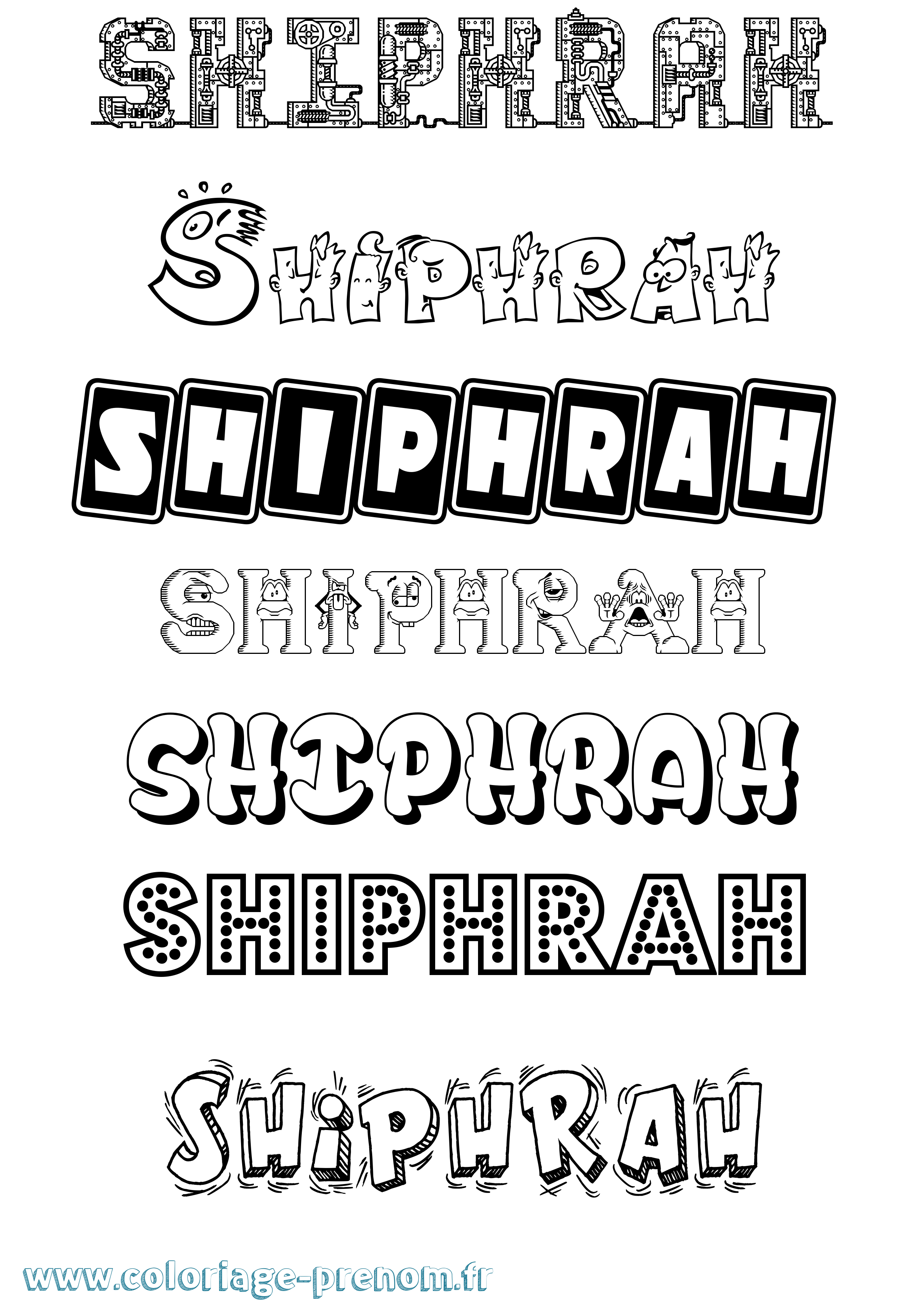 Coloriage prénom Shiphrah Fun