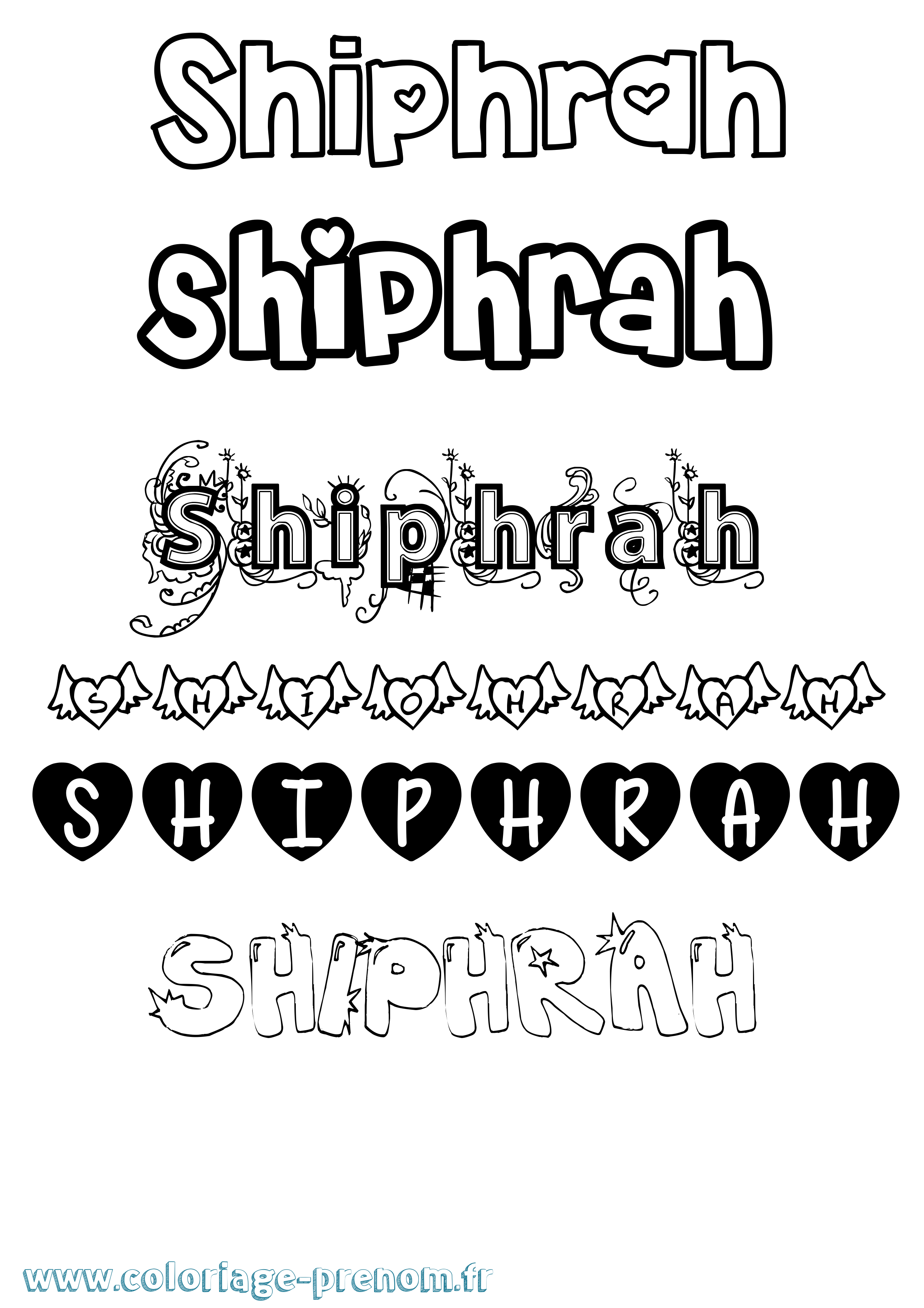 Coloriage prénom Shiphrah Girly