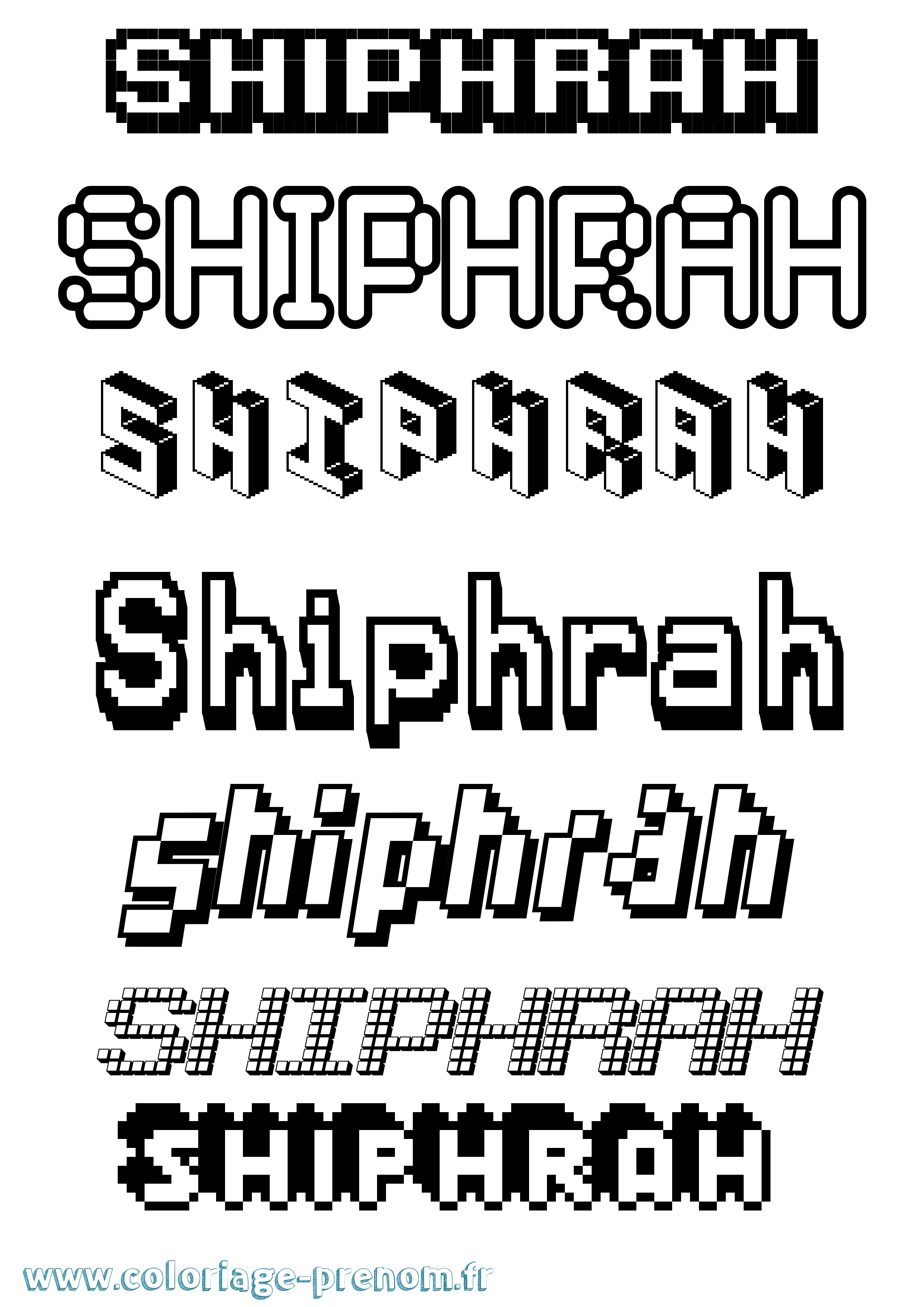 Coloriage prénom Shiphrah Pixel