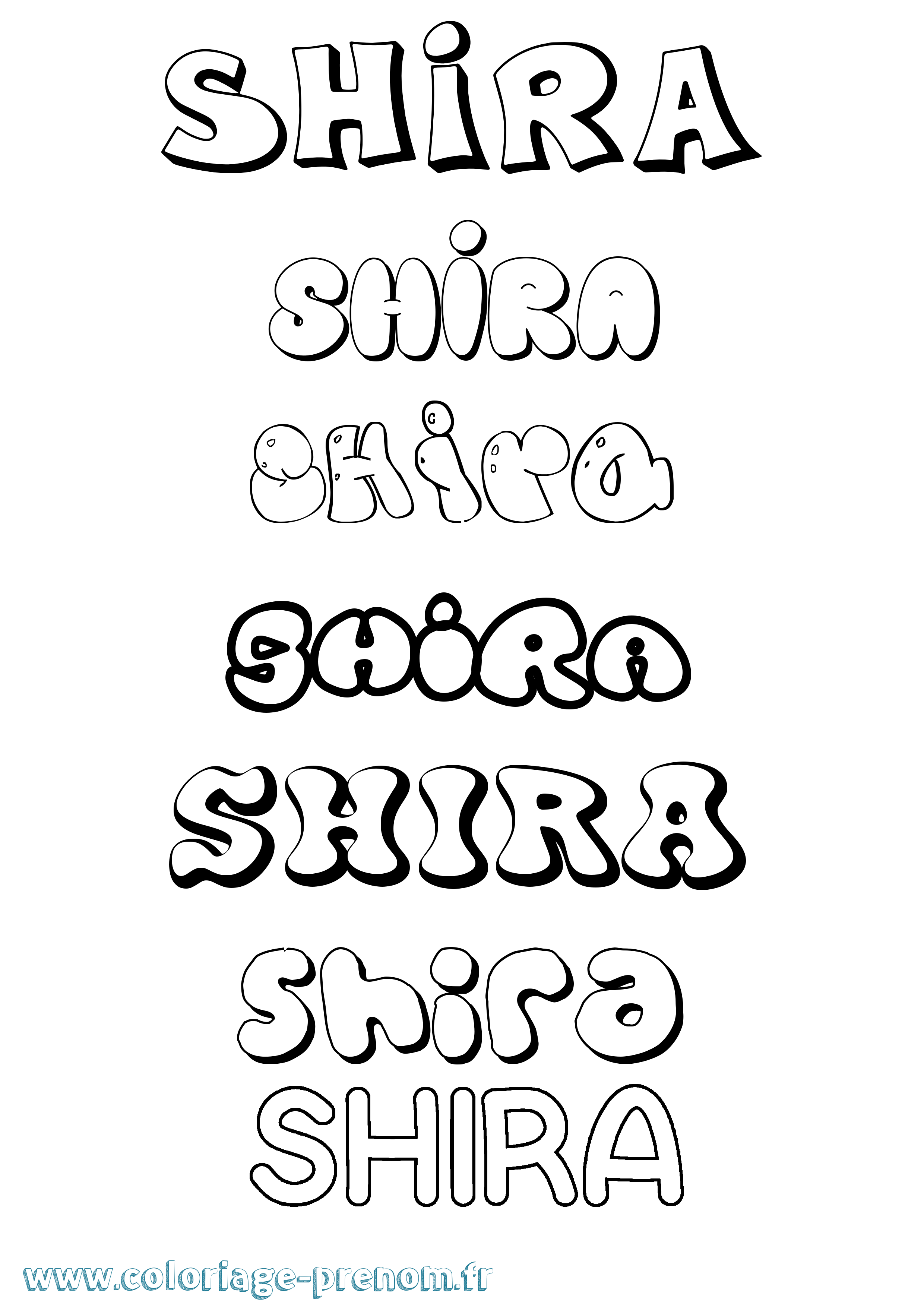 Coloriage prénom Shira Bubble
