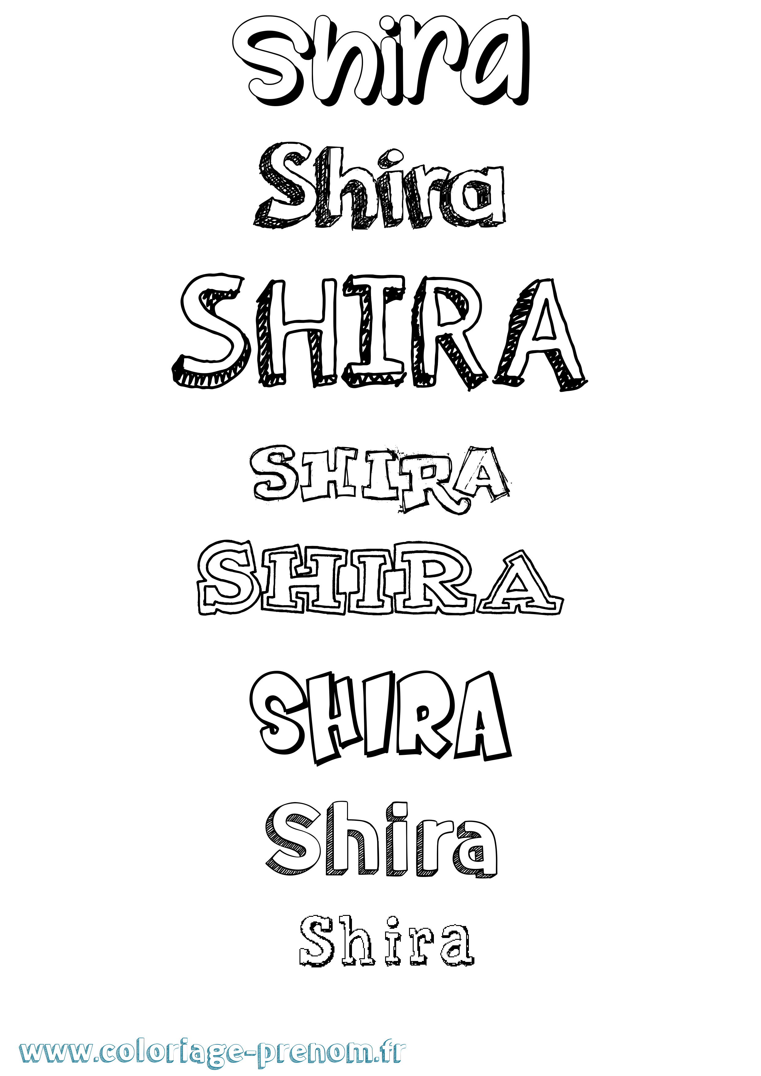 Coloriage prénom Shira Dessiné