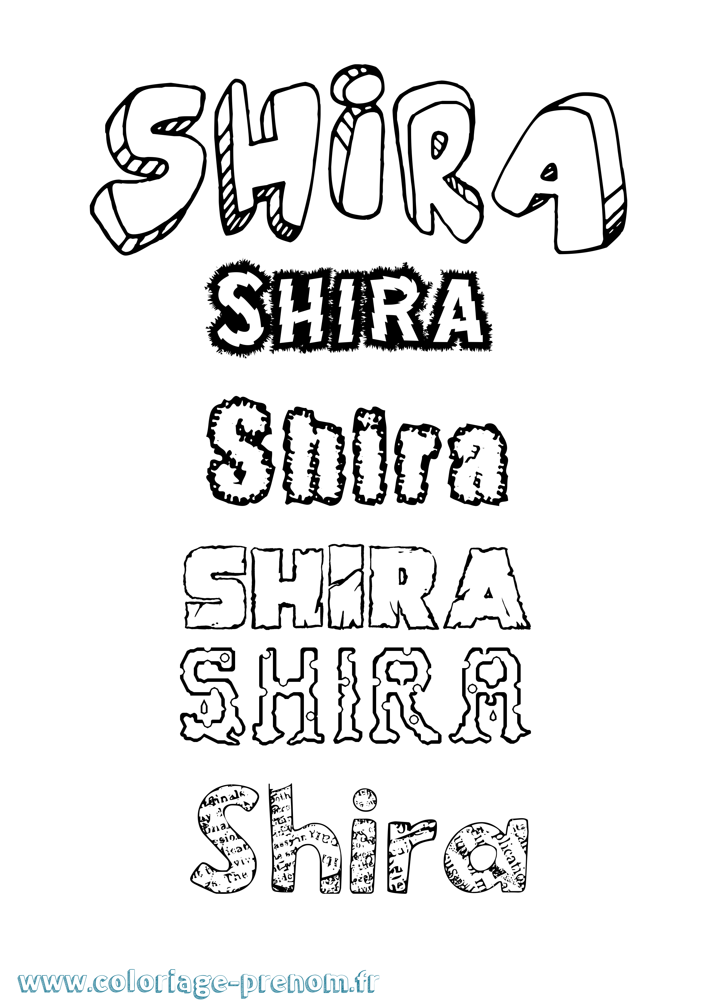 Coloriage prénom Shira Destructuré