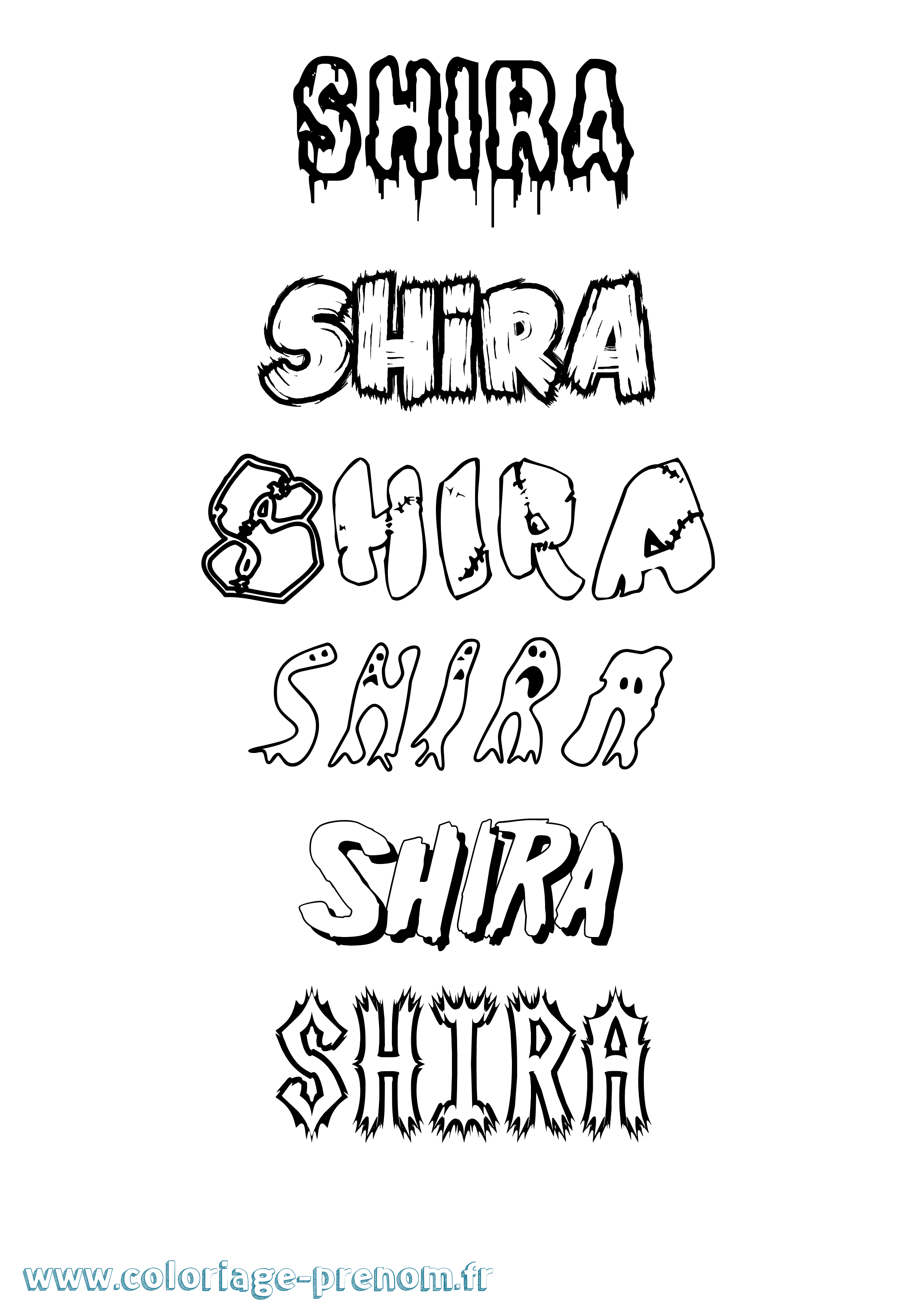Coloriage prénom Shira Frisson