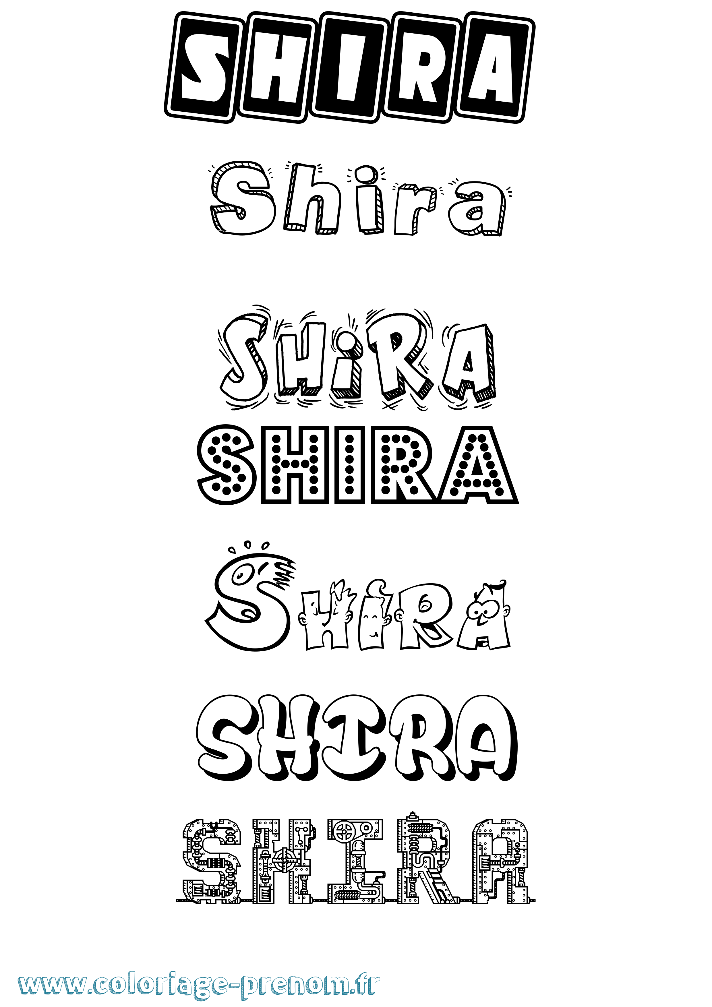 Coloriage prénom Shira Fun