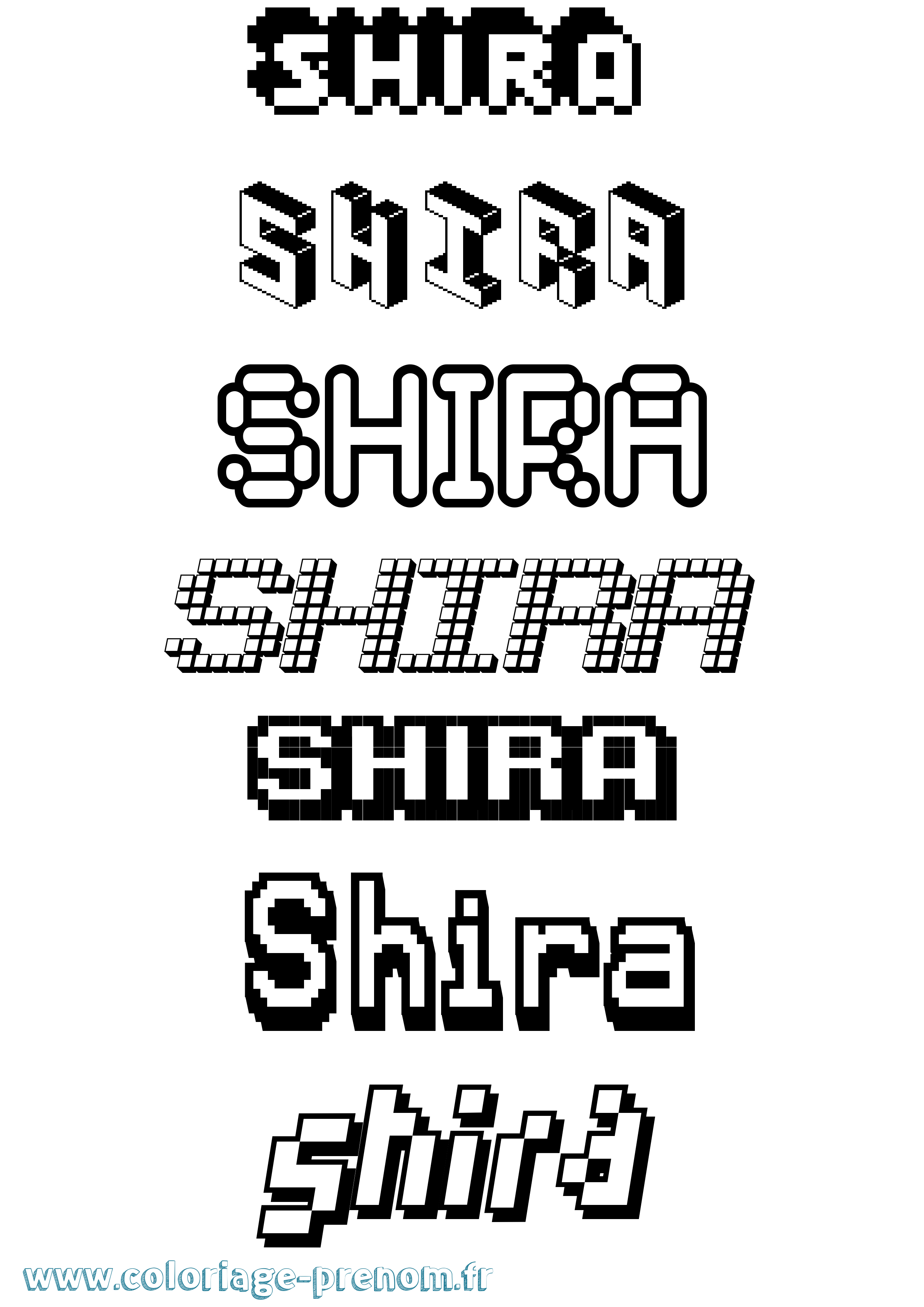 Coloriage prénom Shira Pixel