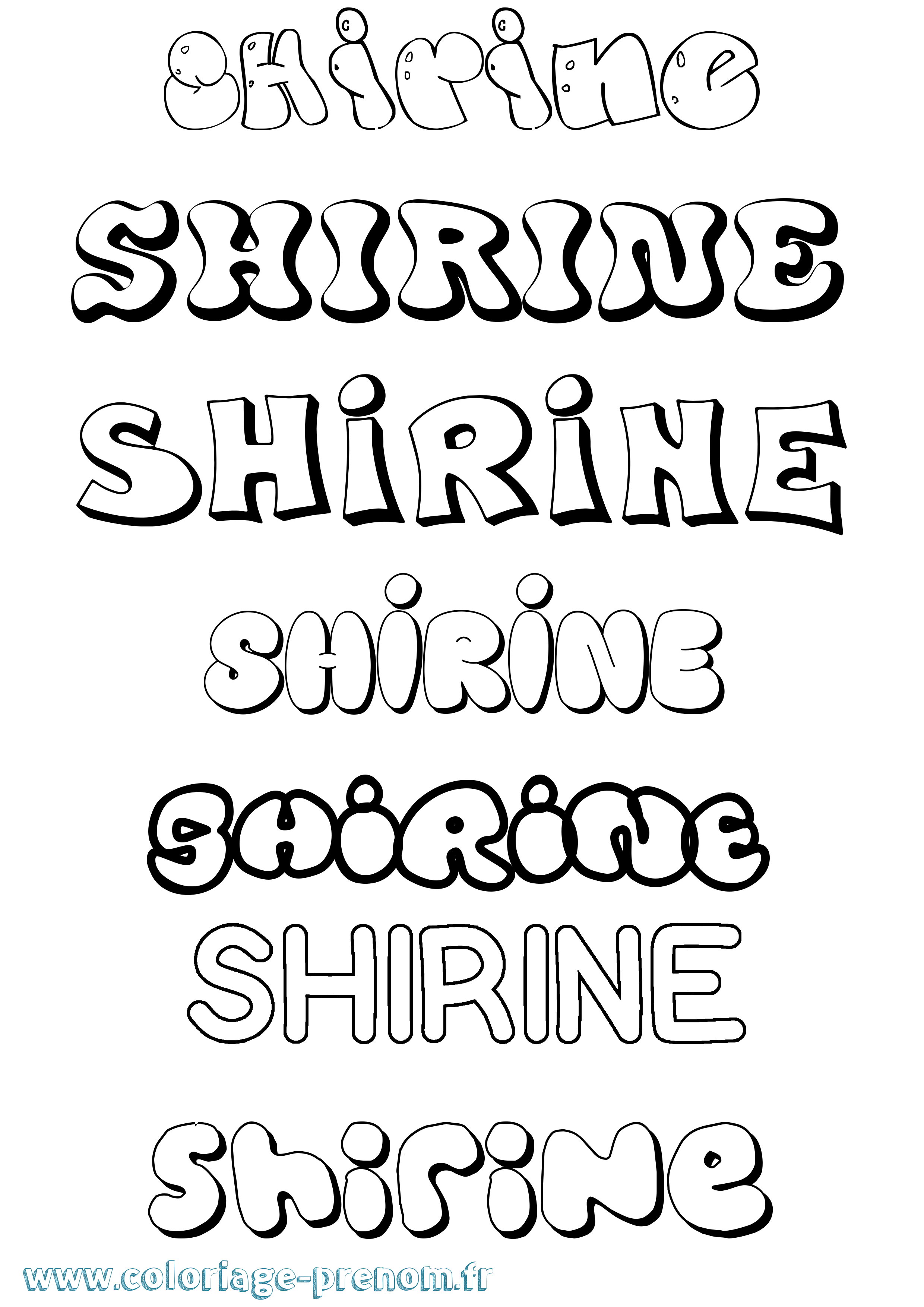 Coloriage prénom Shirine Bubble