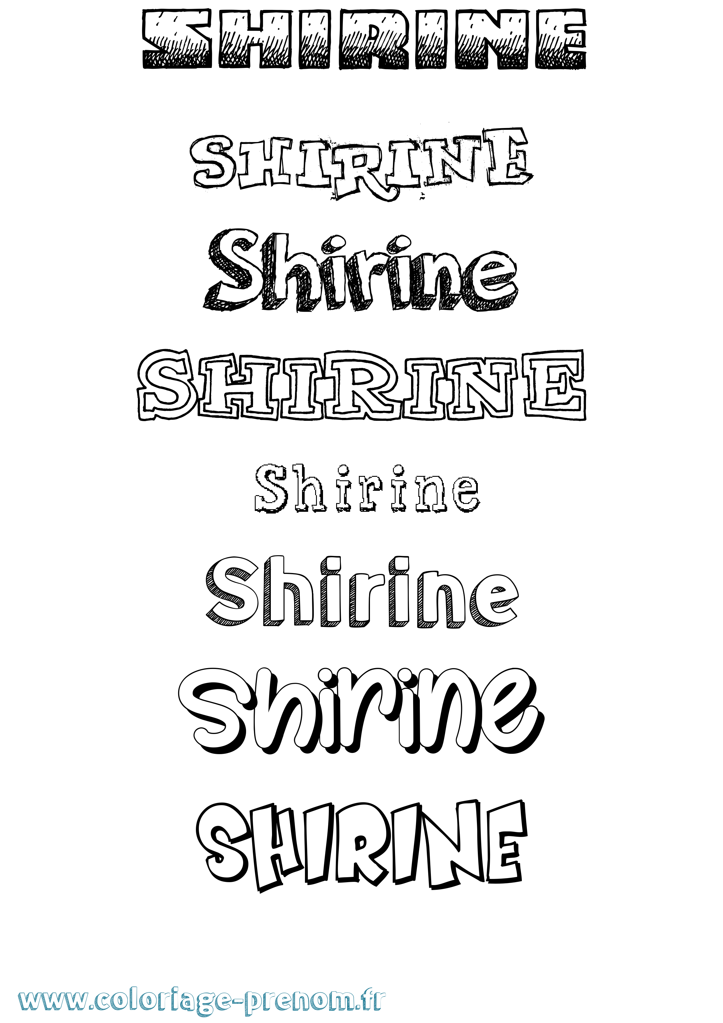 Coloriage prénom Shirine Dessiné