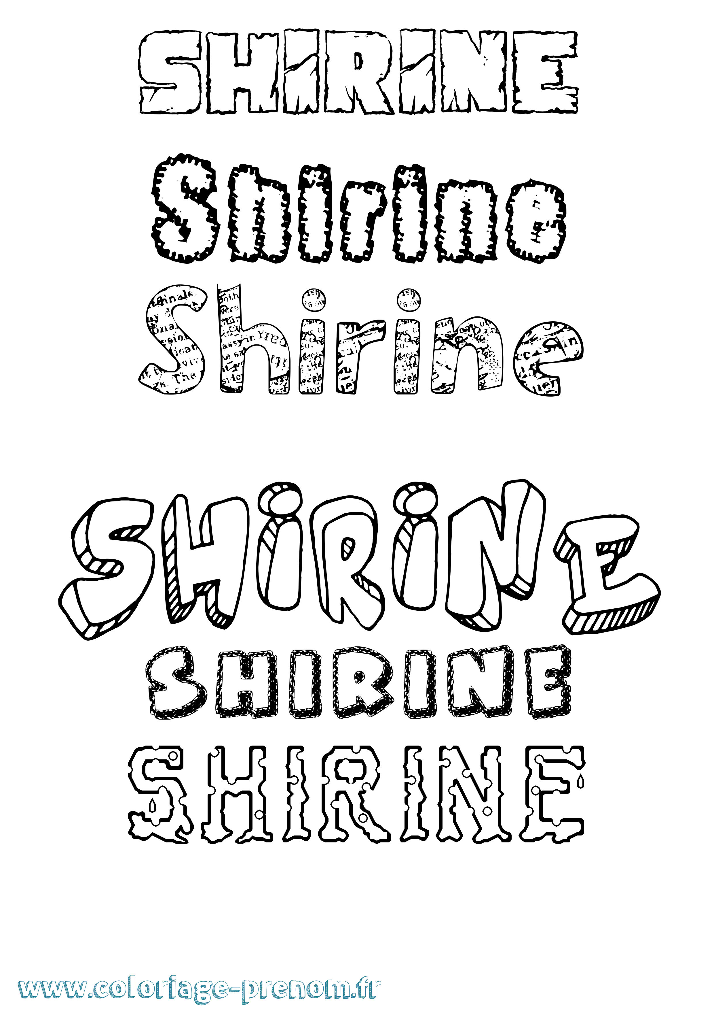 Coloriage prénom Shirine Destructuré