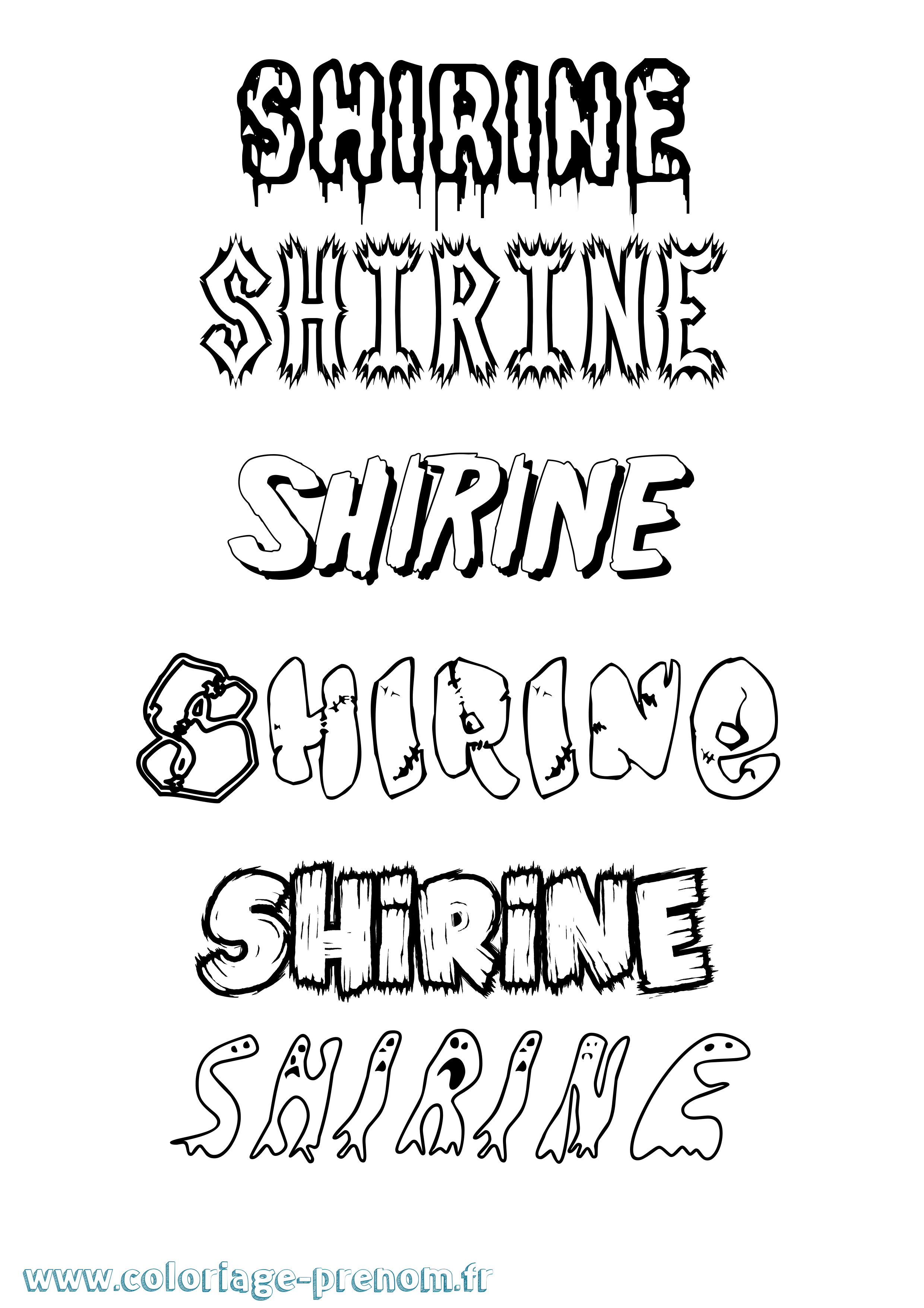 Coloriage prénom Shirine Frisson