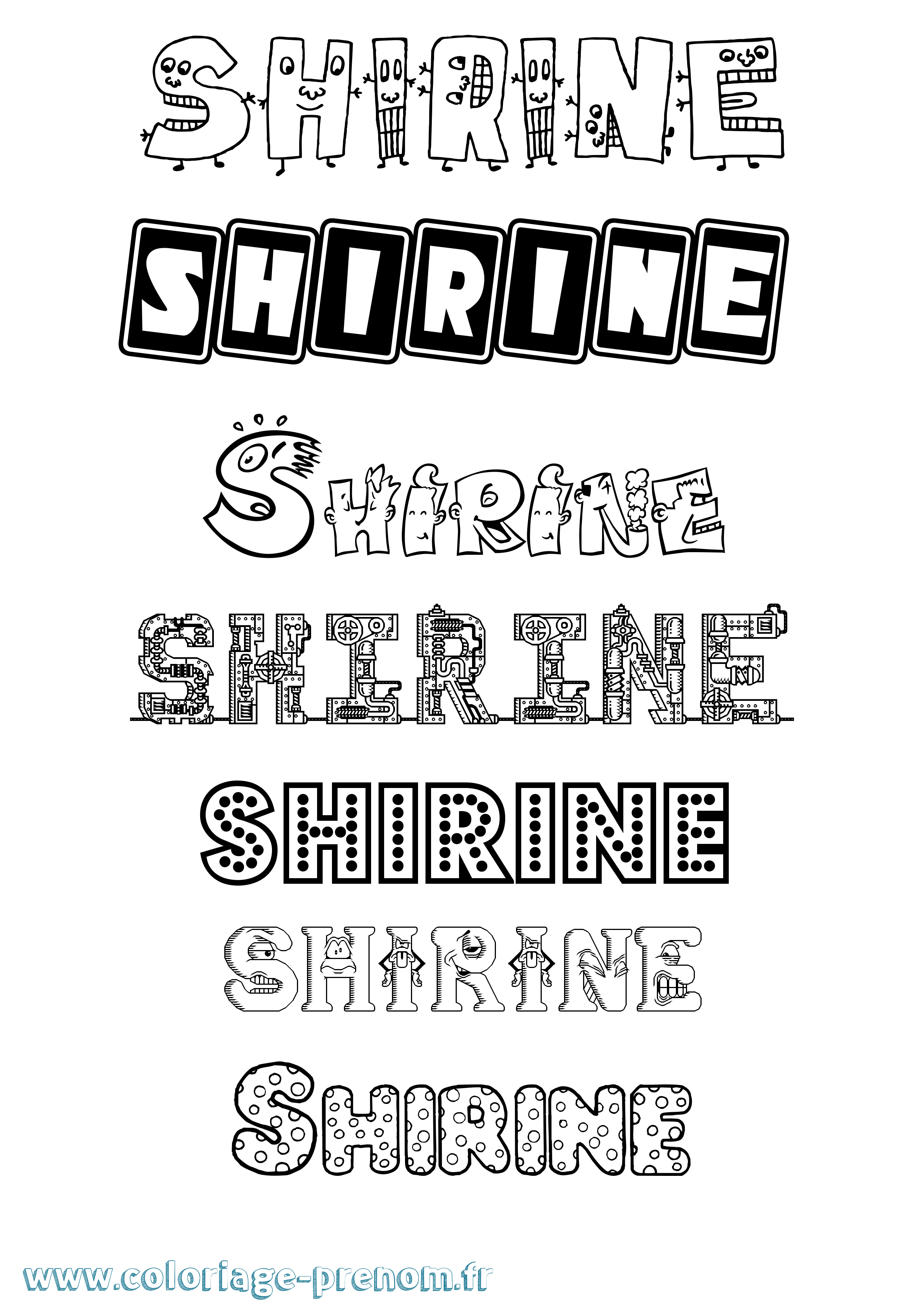 Coloriage prénom Shirine Fun