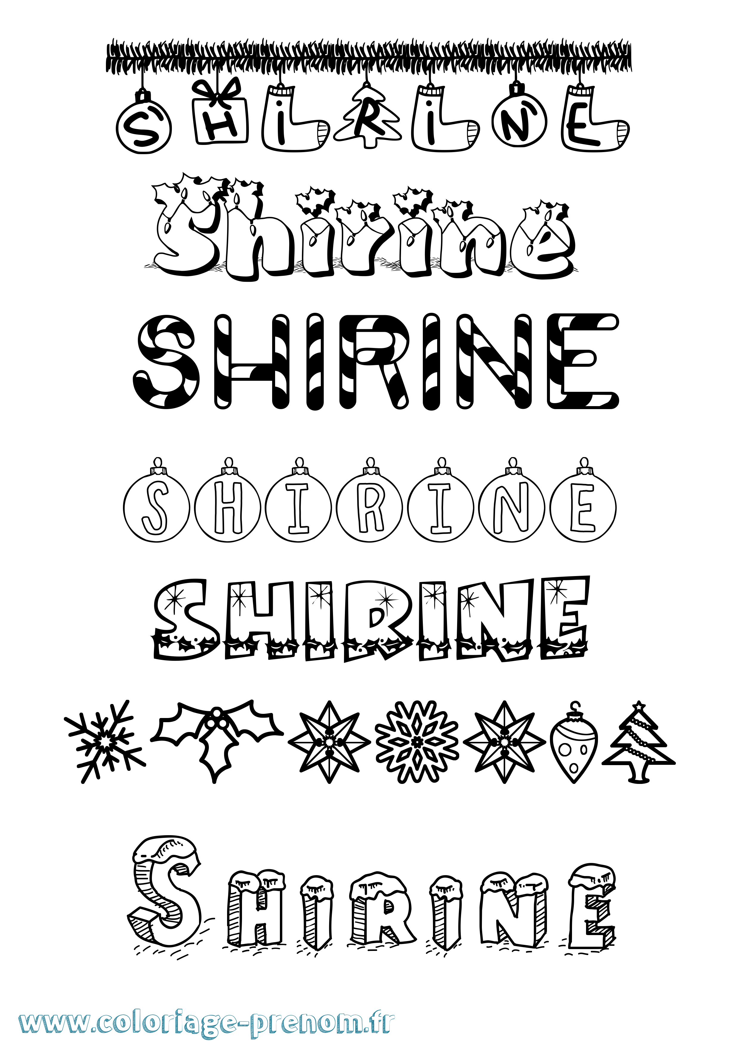 Coloriage prénom Shirine Noël