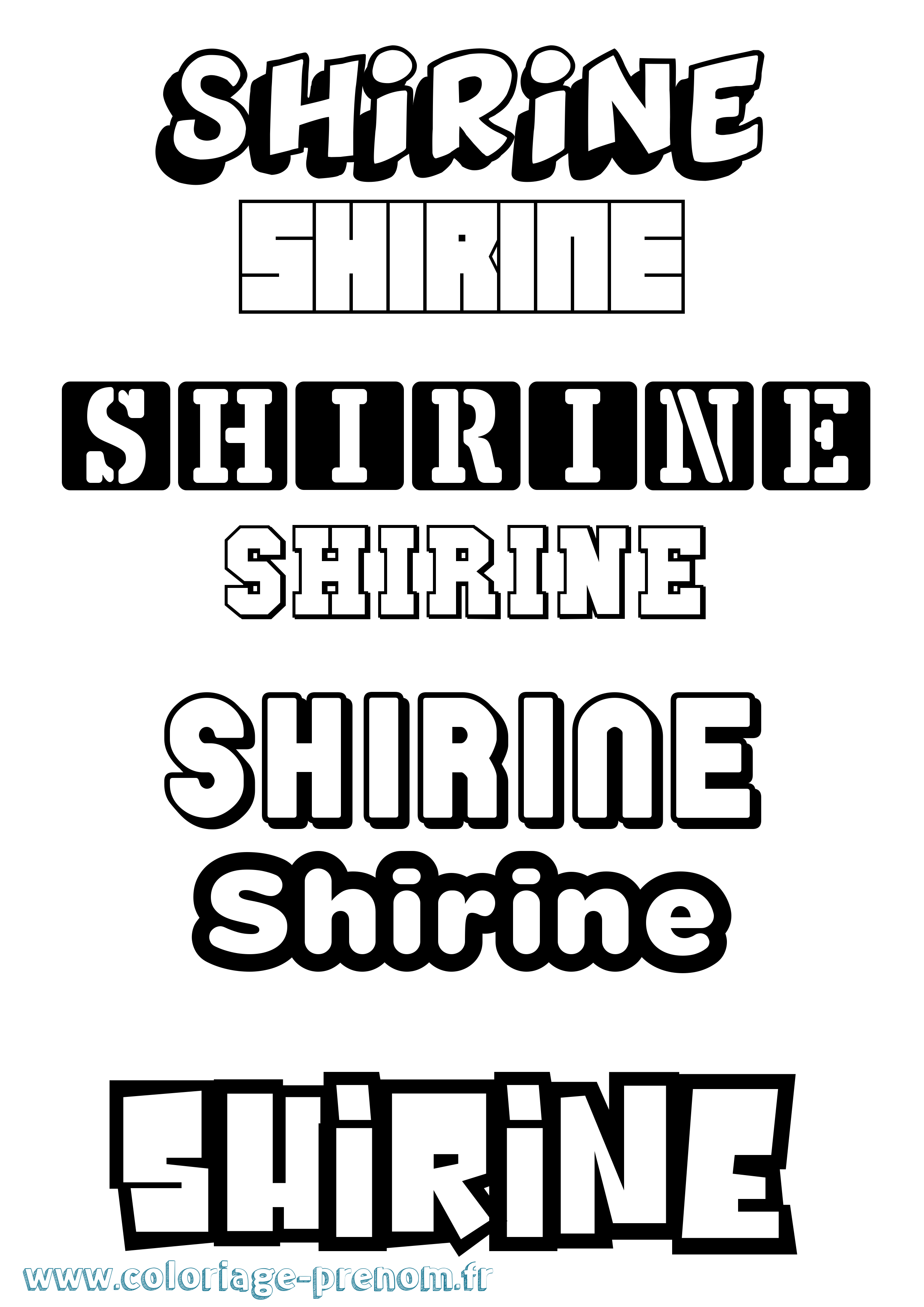 Coloriage prénom Shirine Simple
