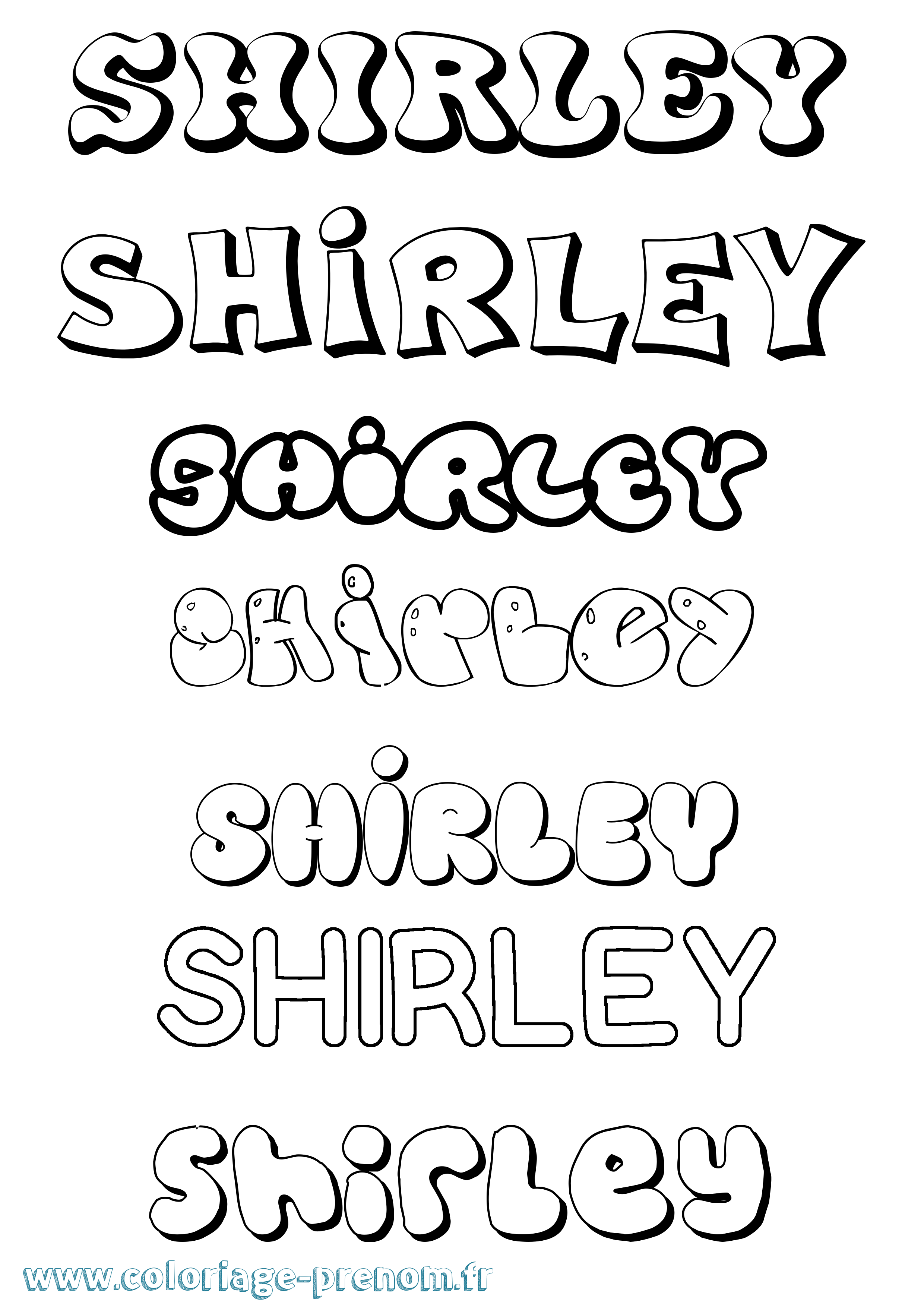 Coloriage prénom Shirley Bubble