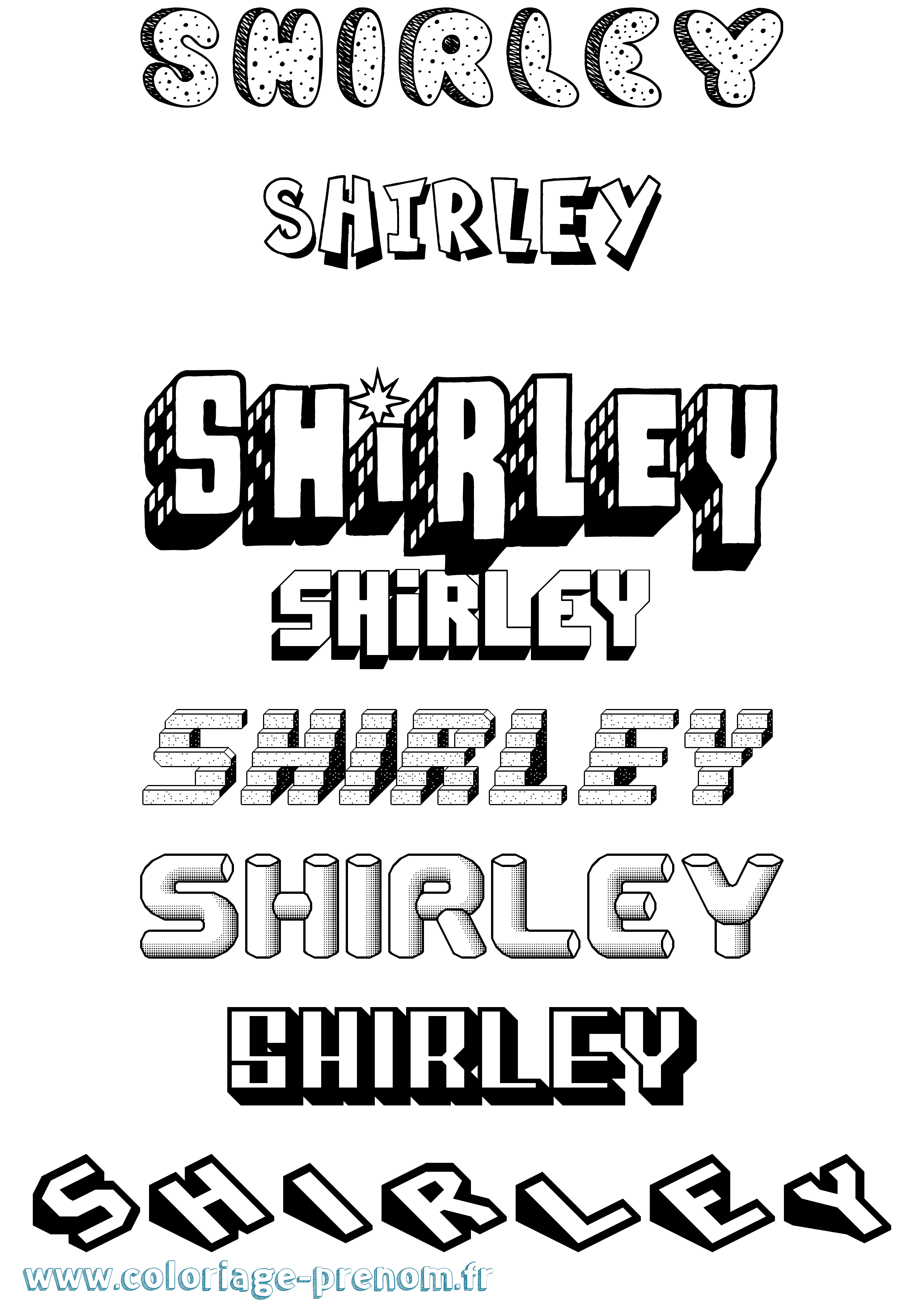 Coloriage prénom Shirley Effet 3D