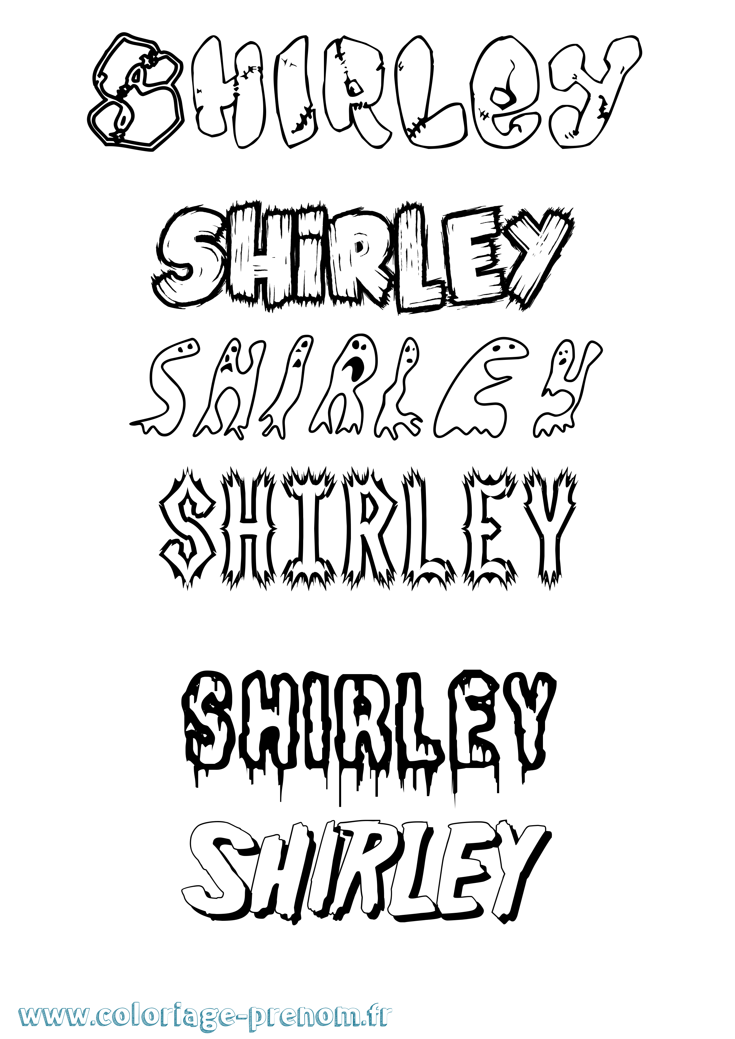 Coloriage prénom Shirley Frisson