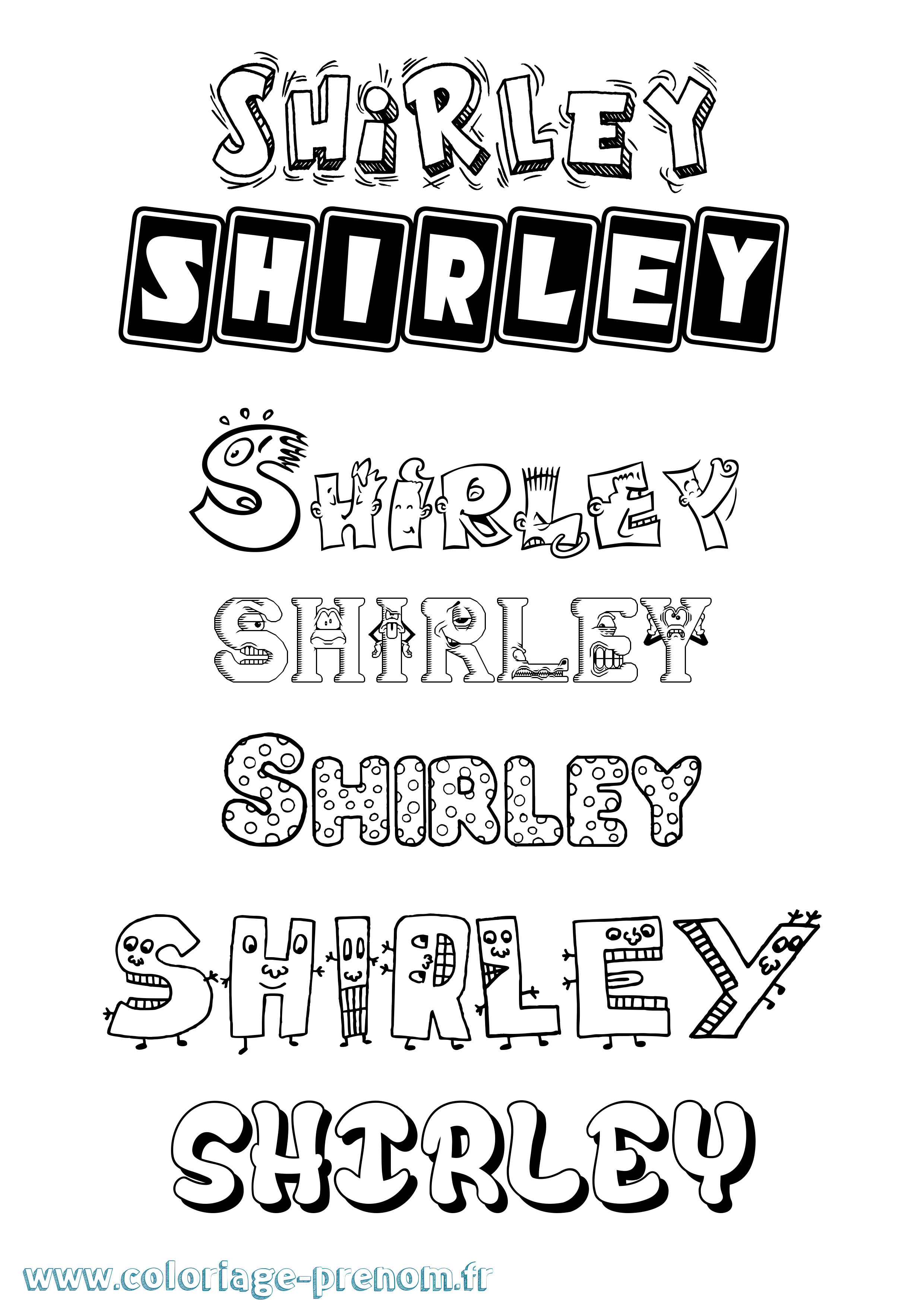 Coloriage prénom Shirley Fun