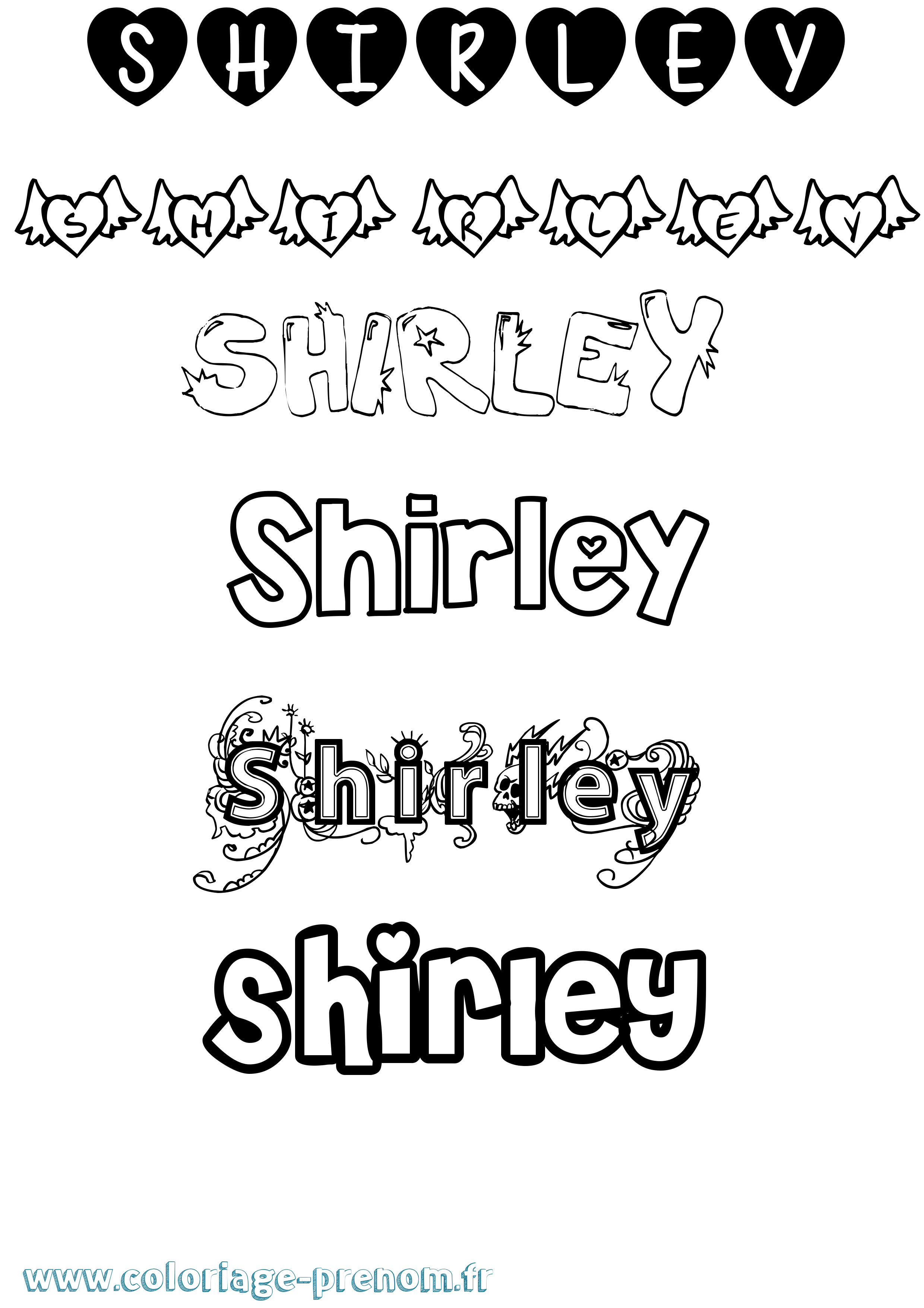 Coloriage prénom Shirley Girly