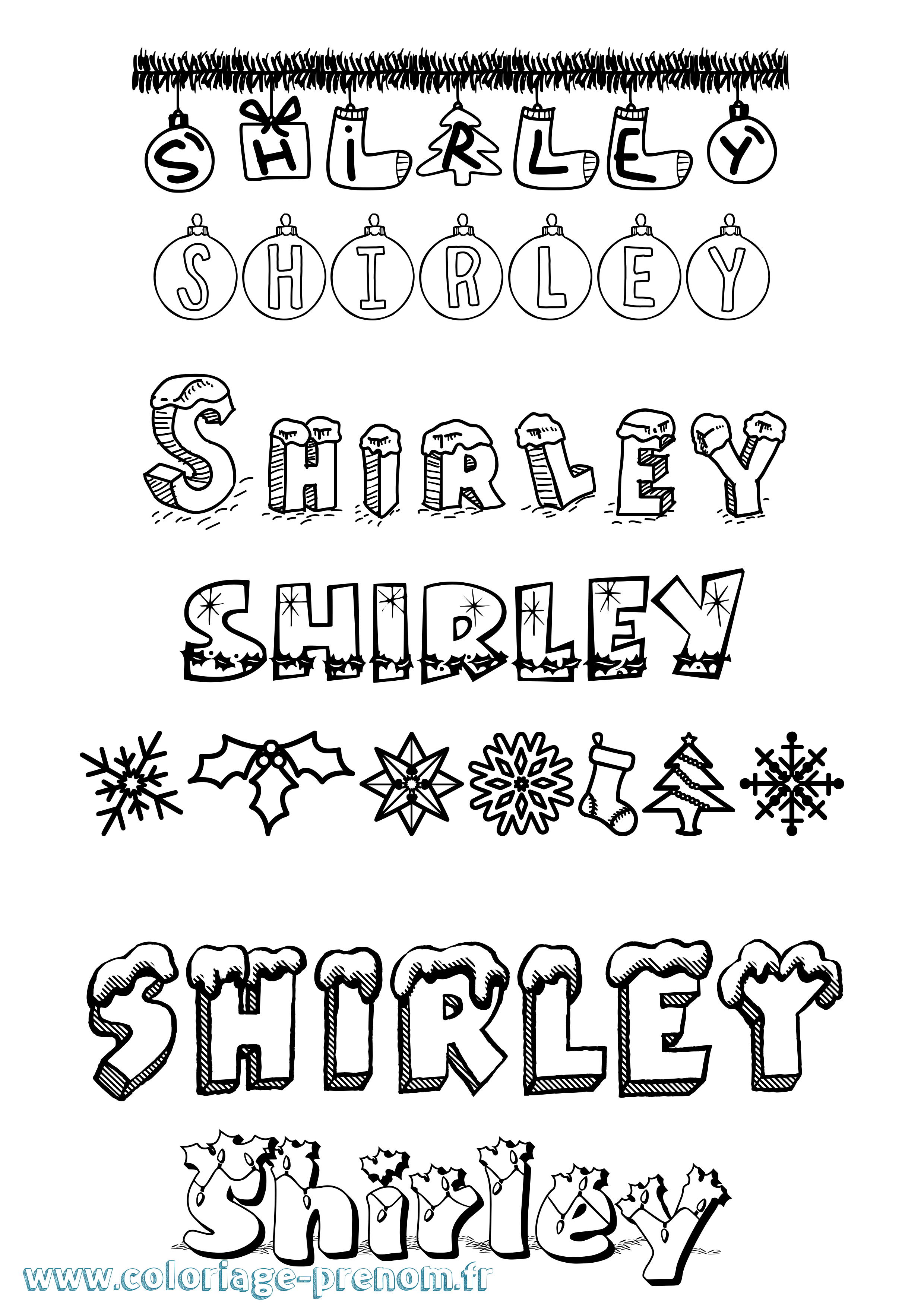 Coloriage prénom Shirley Noël