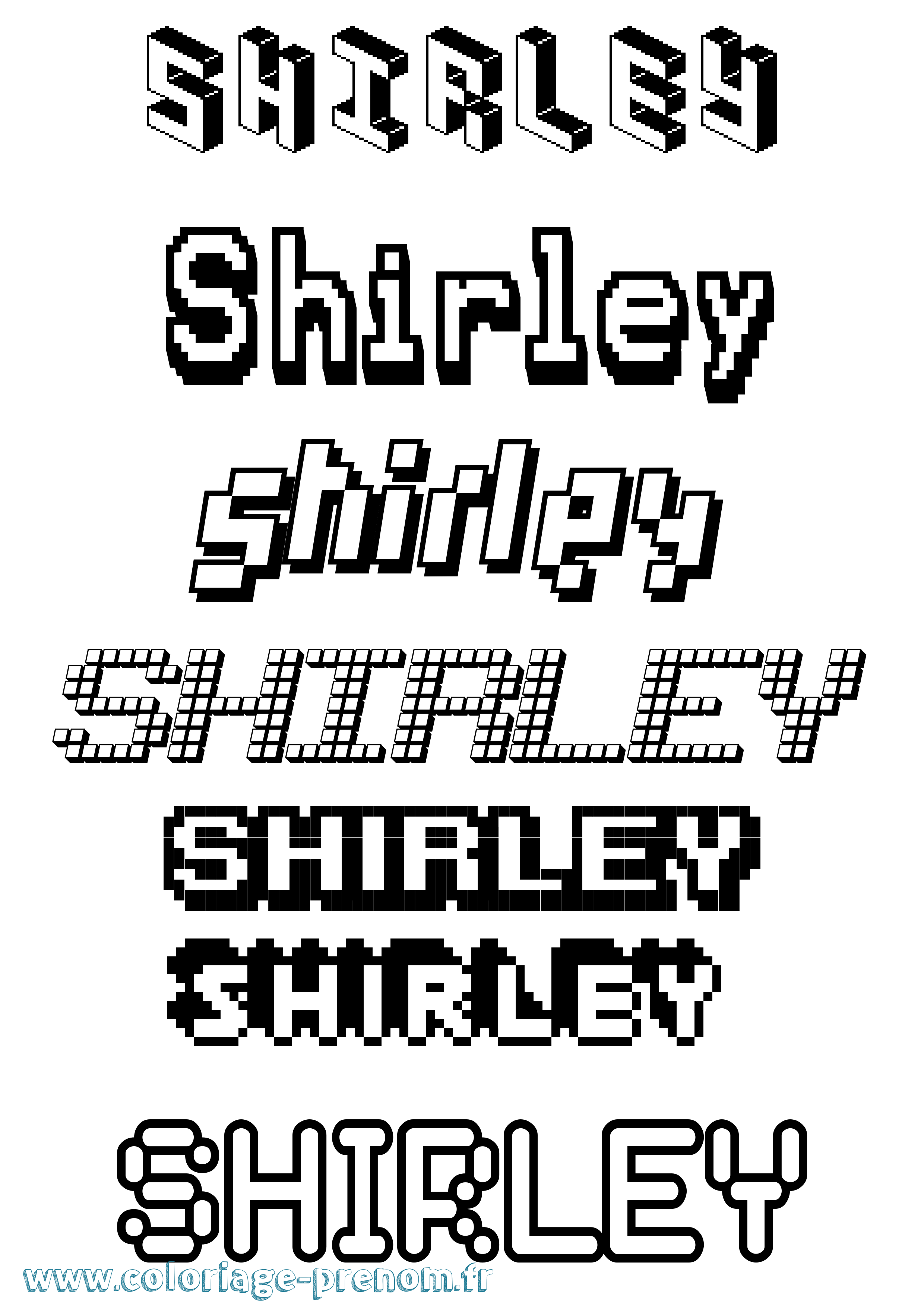 Coloriage prénom Shirley Pixel